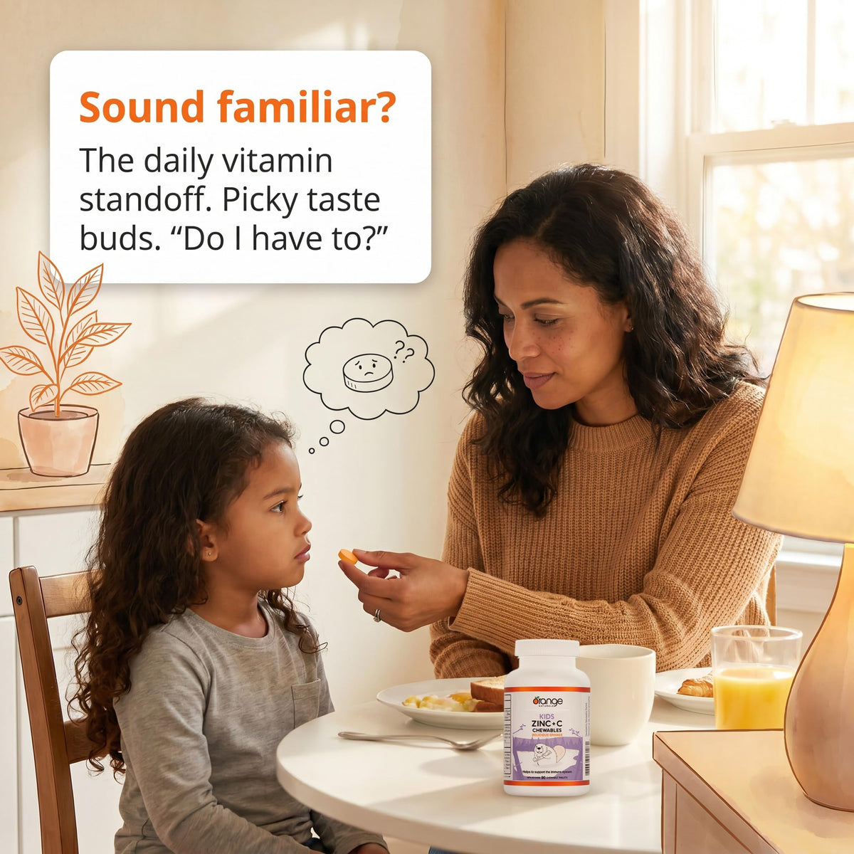 Orange Naturals Kids Zinc & Vitamin C Chewables, Orange, 90 Day Supply