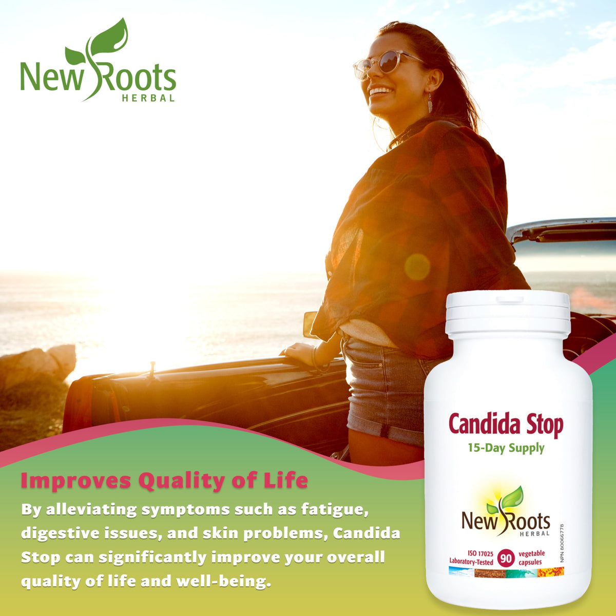 New Roots Herbal Candida Stop 90 Capsules, Black Walnut, Caprylic Acid