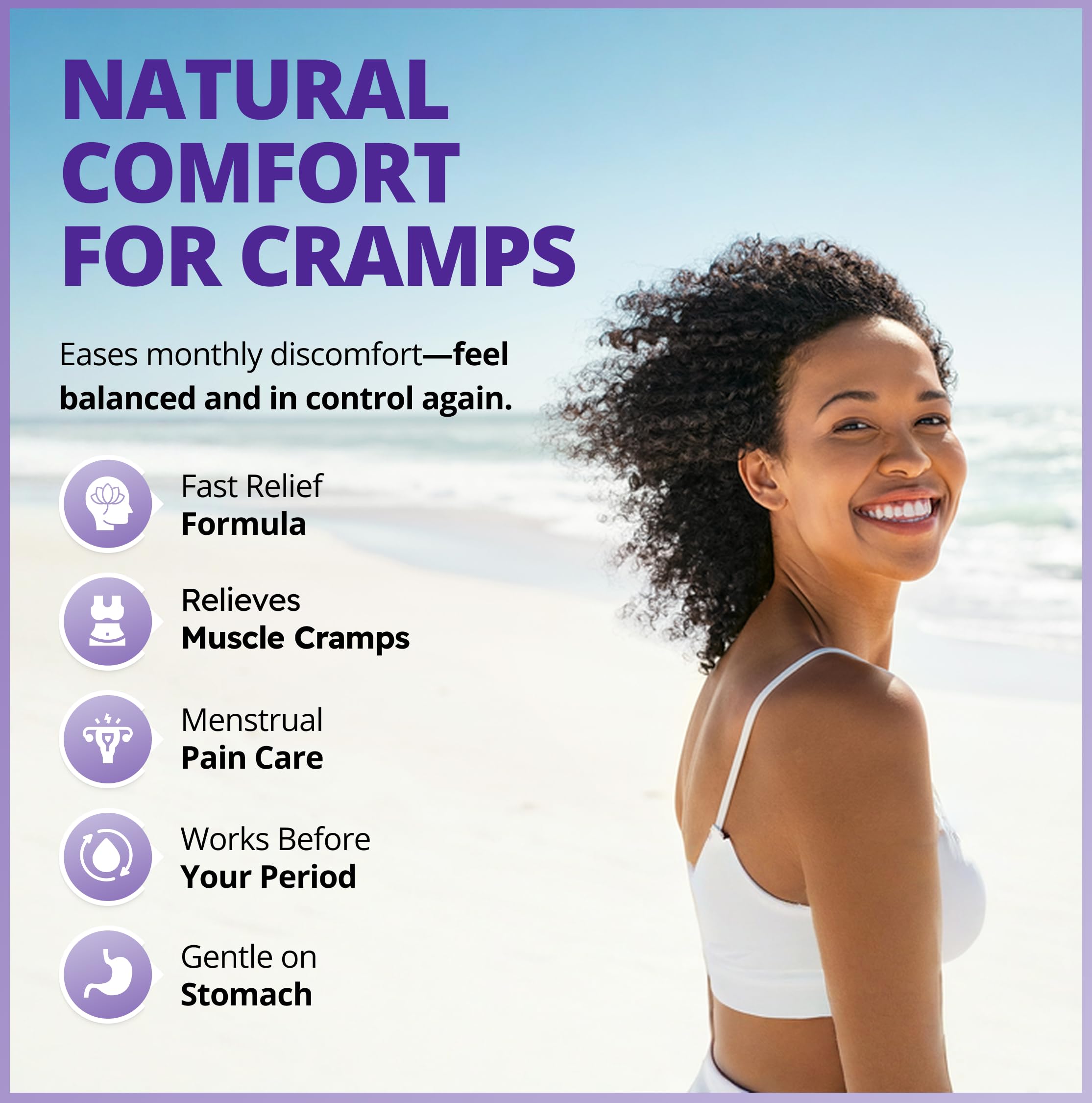 CanPrev Cramp Relief Women, 120 gélules végétaliennes (approvisionnement de 30 jours) - Soulage les spasmes musculaires et la douleur associés aux menstruations - Soulage la nervosité et la tension associées aux règles douloureuses