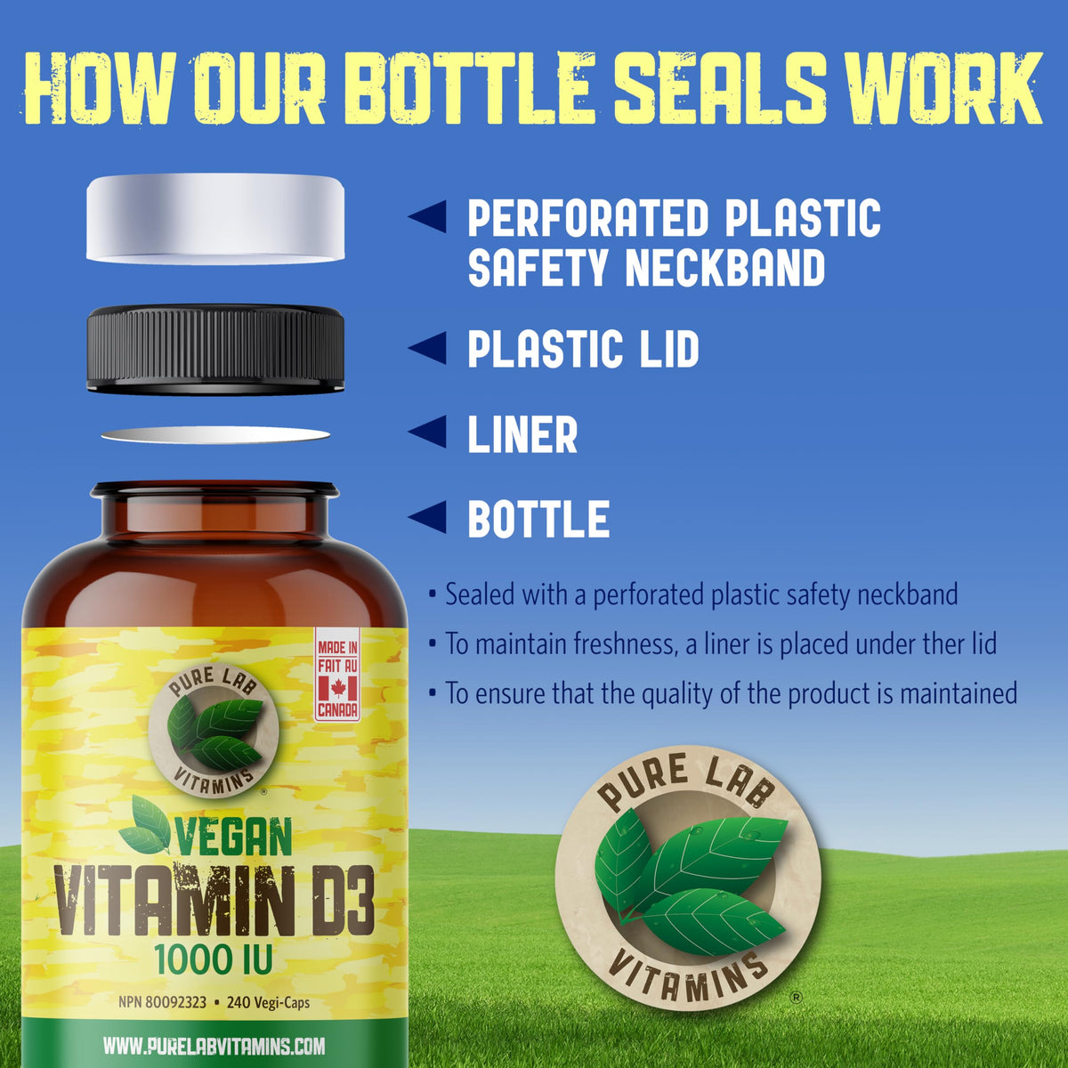 Pure Lab Vitamins Vitamin D3 1000 IU - 240 Vegi-Caps