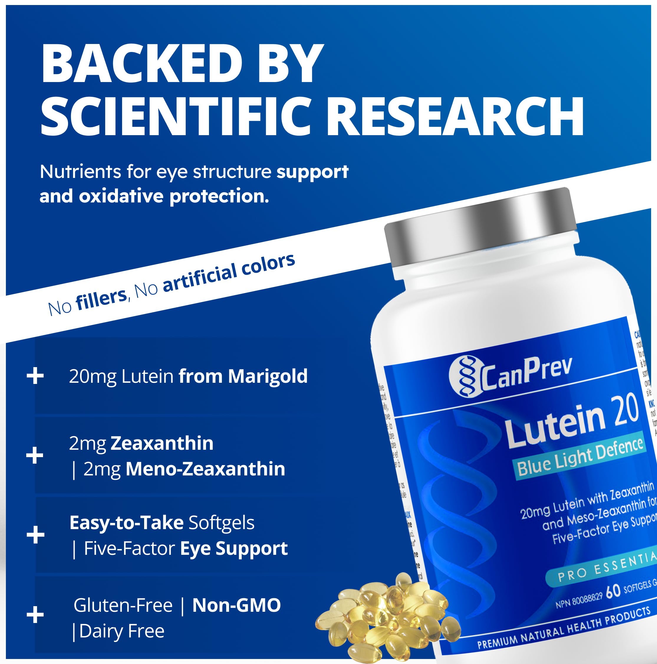 CanPrev Lutein 20 - Blue Light Defence 60 Softgels 60 count