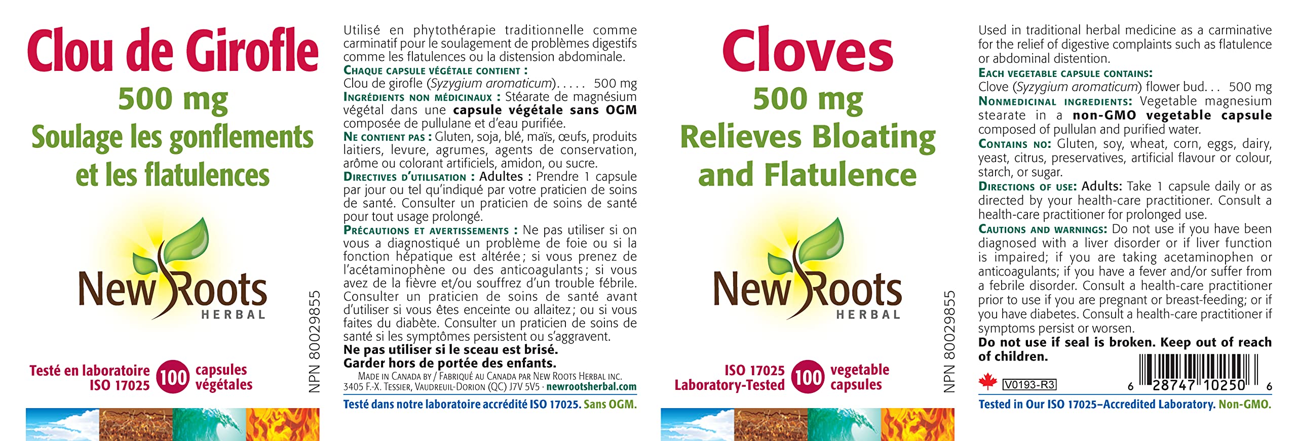 New Roots Herbal Girofle 500mg 100 Gélules Végétales 100 Jours, Traditionnellement Utilisé pour le Confort Digestif et l'Équilibre Intestinal pour Soutenir l'Harmonie d'un Intestin Sain