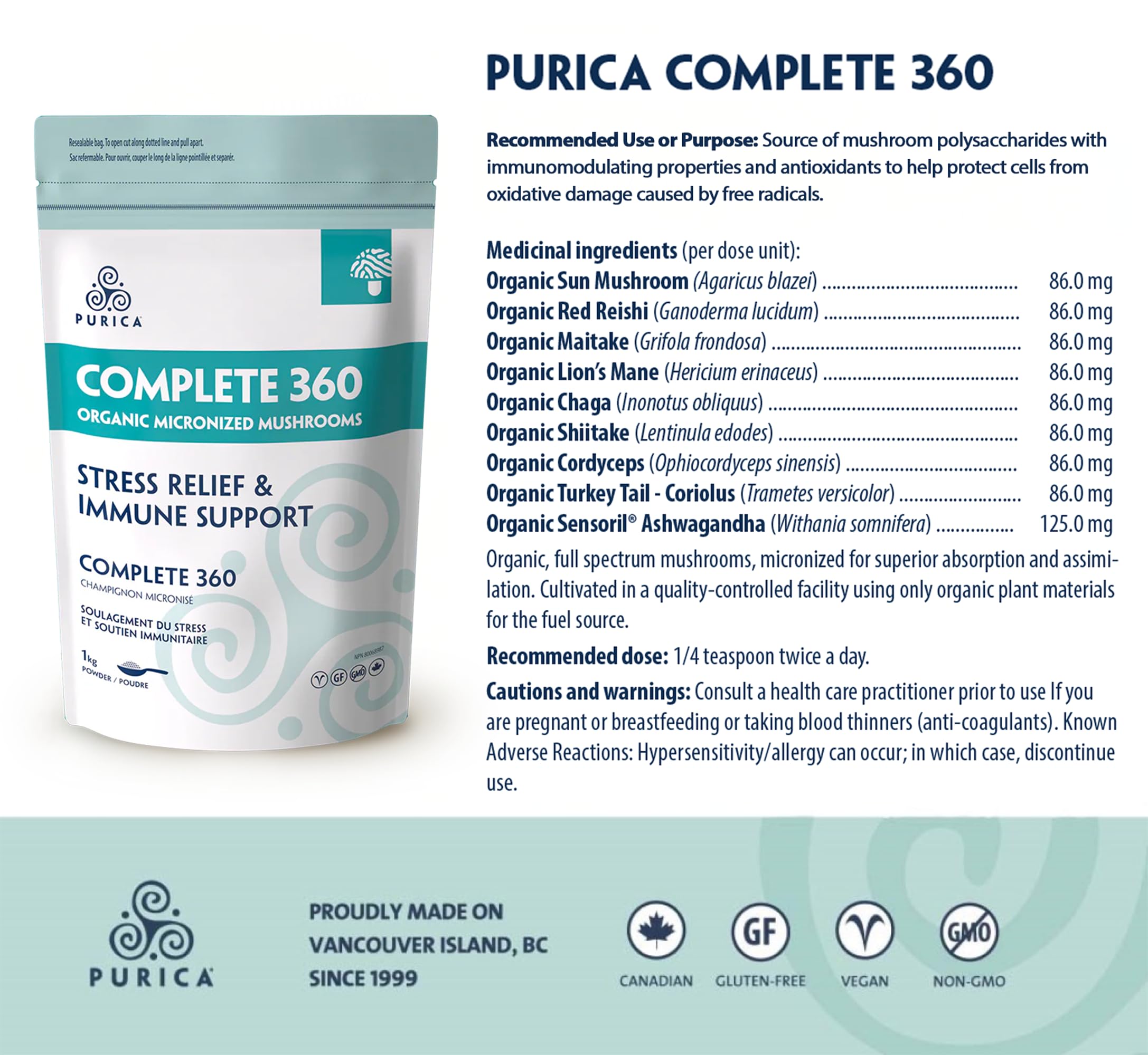 PURICA Complément biologique aux champignons 360