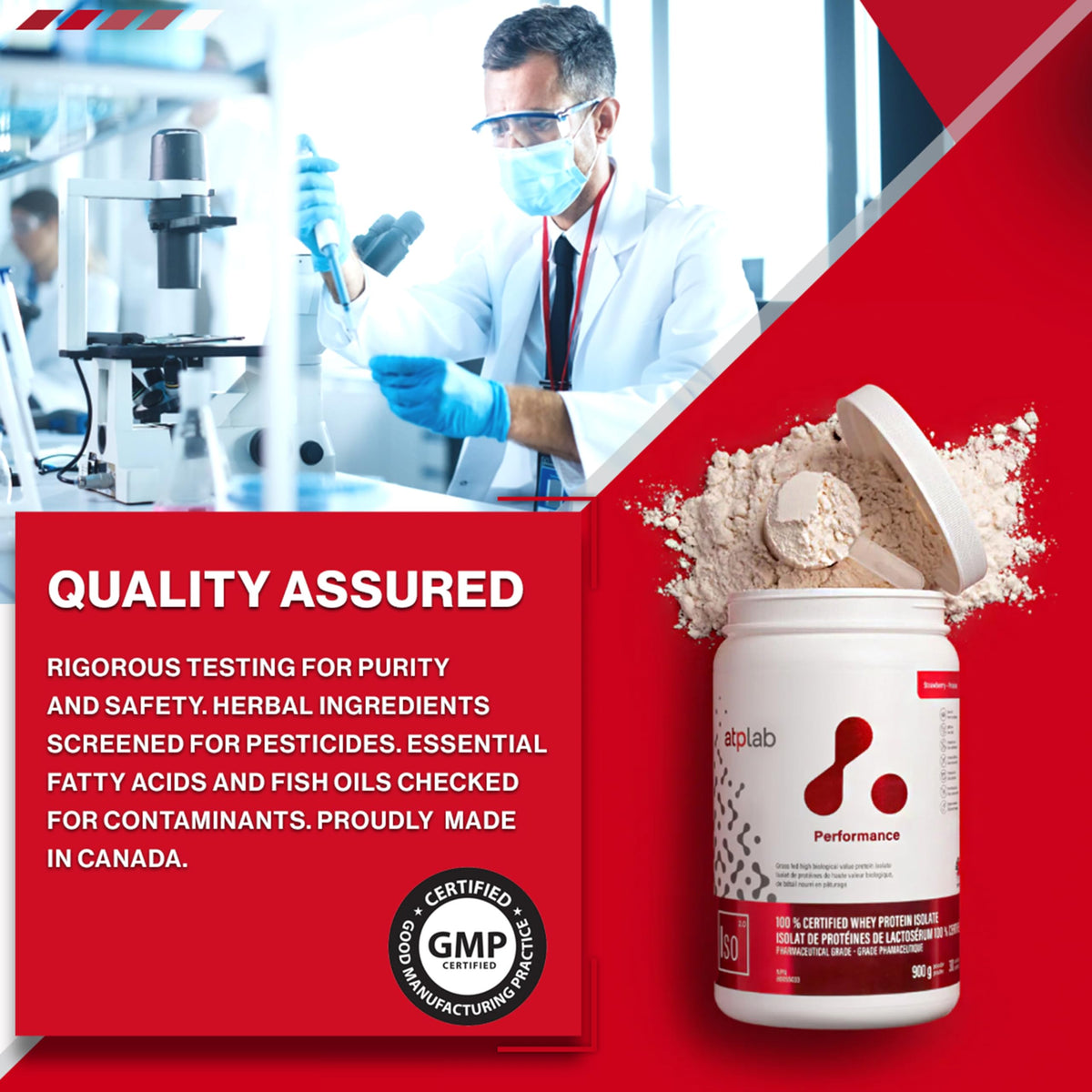 atplab Whey Protein Isolate Powder, Non-GMO, Strawberry, 900g, 30 Servings
