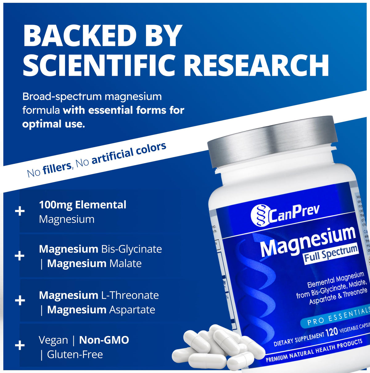 CanPrev Full Spectrum Magnesium Bisglycinate Vegan Capsules, 120 Day Supply