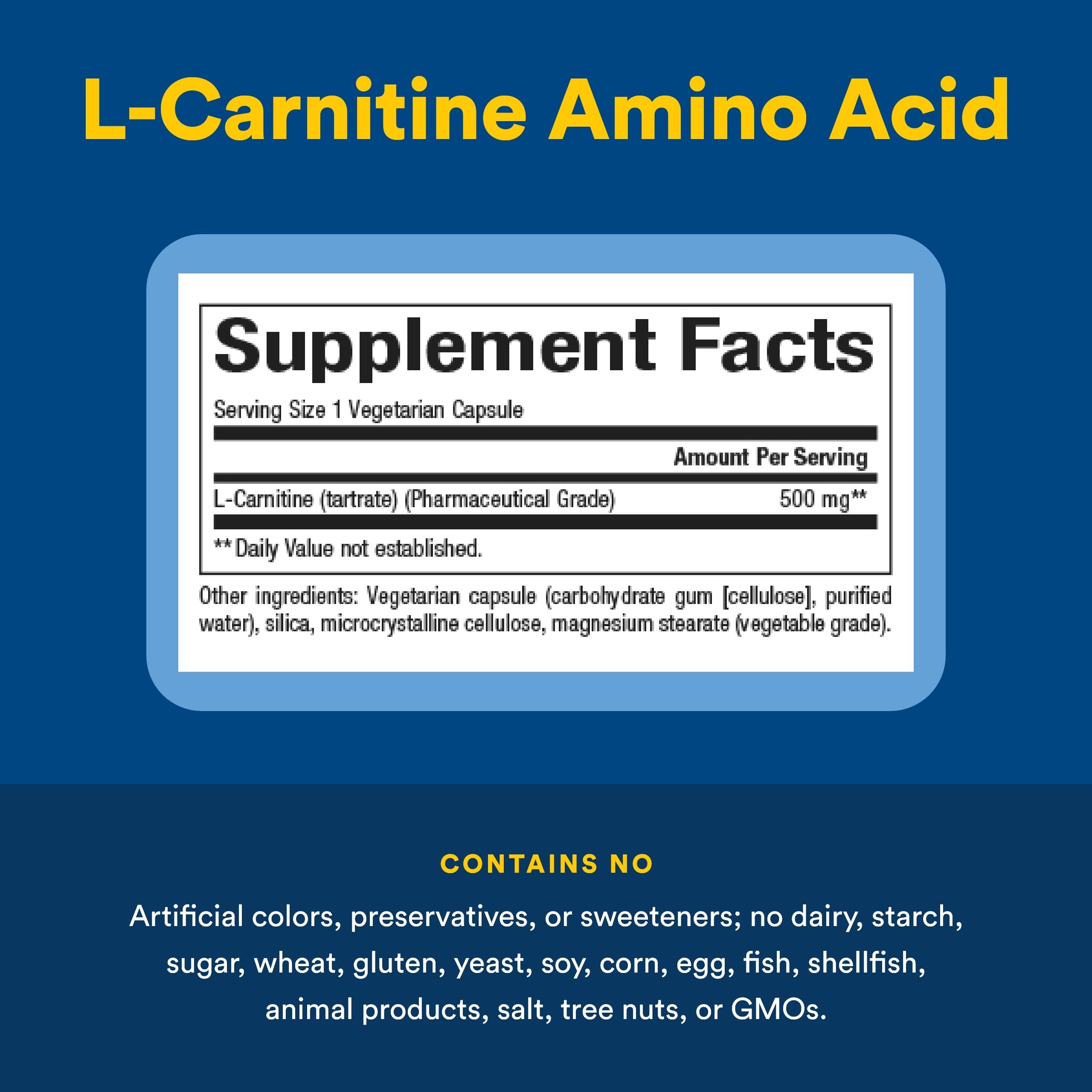 Natural Factors L-Carnitine 500 mg, 60 Vegetarian Capsules, Free Form Amino Acid, Aids in Muscle Recovery, Proudly Canadian