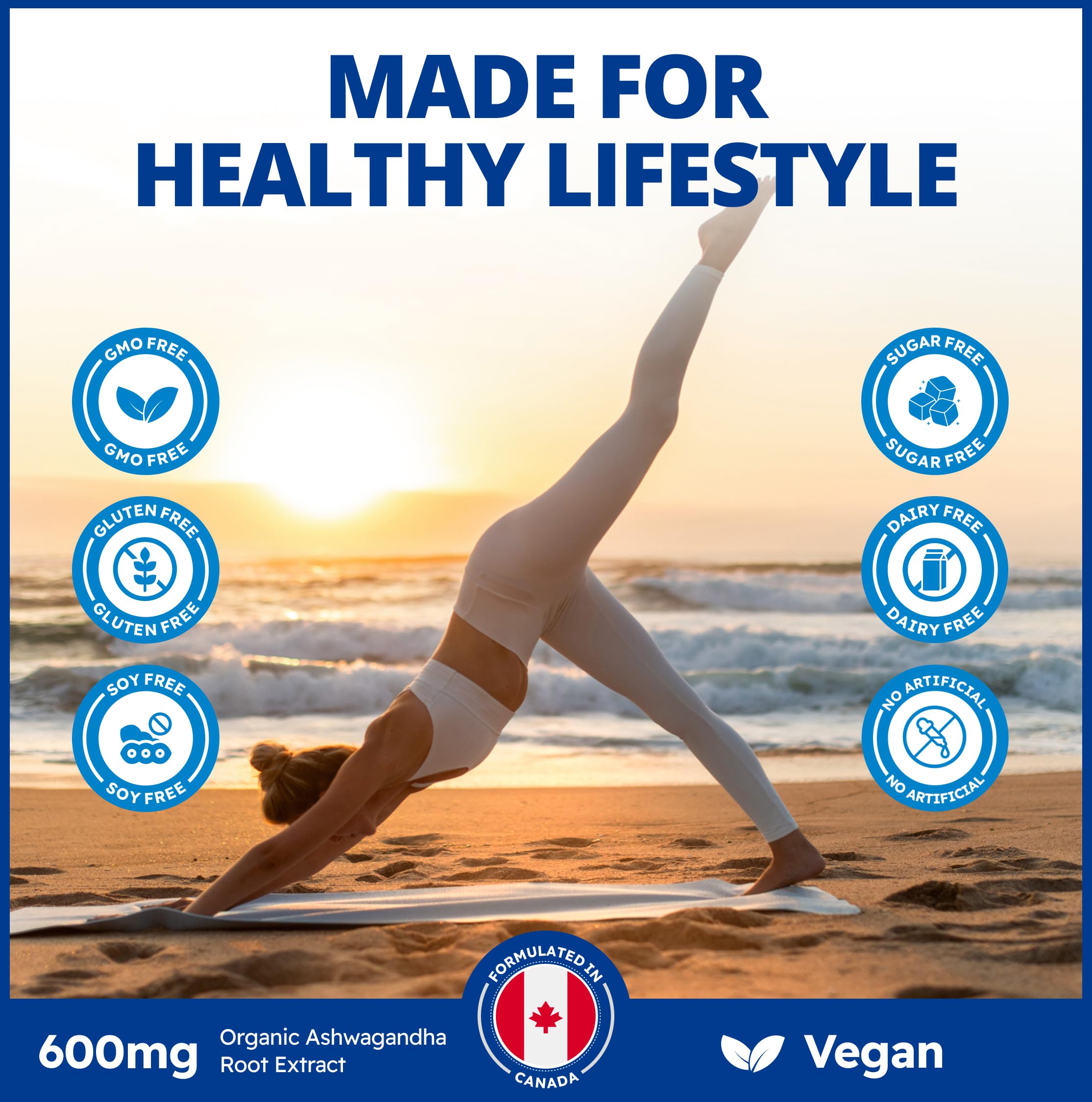CanPrev Ashwagandha 600mg Végane 60 Gélules Fourniture de 60 Jours - Végane et Sans OGM - Formule Bio KSM-66 pour une Relaxation & Énergie Améliorées, un Soutien au Sommeil, une Amélioration de la Mémoire - Supplément pour la Gestion du Poids