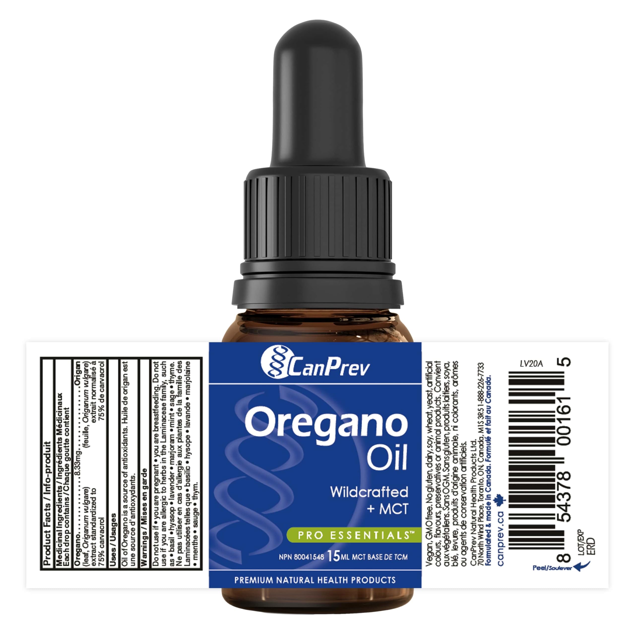 CanPrev Oil of Oregano, 15ml 112-Day Supply - Mediterranean Wildcrafted with Carvacrol - Steam-Distilled Oregano Oil Drops - Rich in Antioxidants to Support Overall Wellness and Healthy Digestion