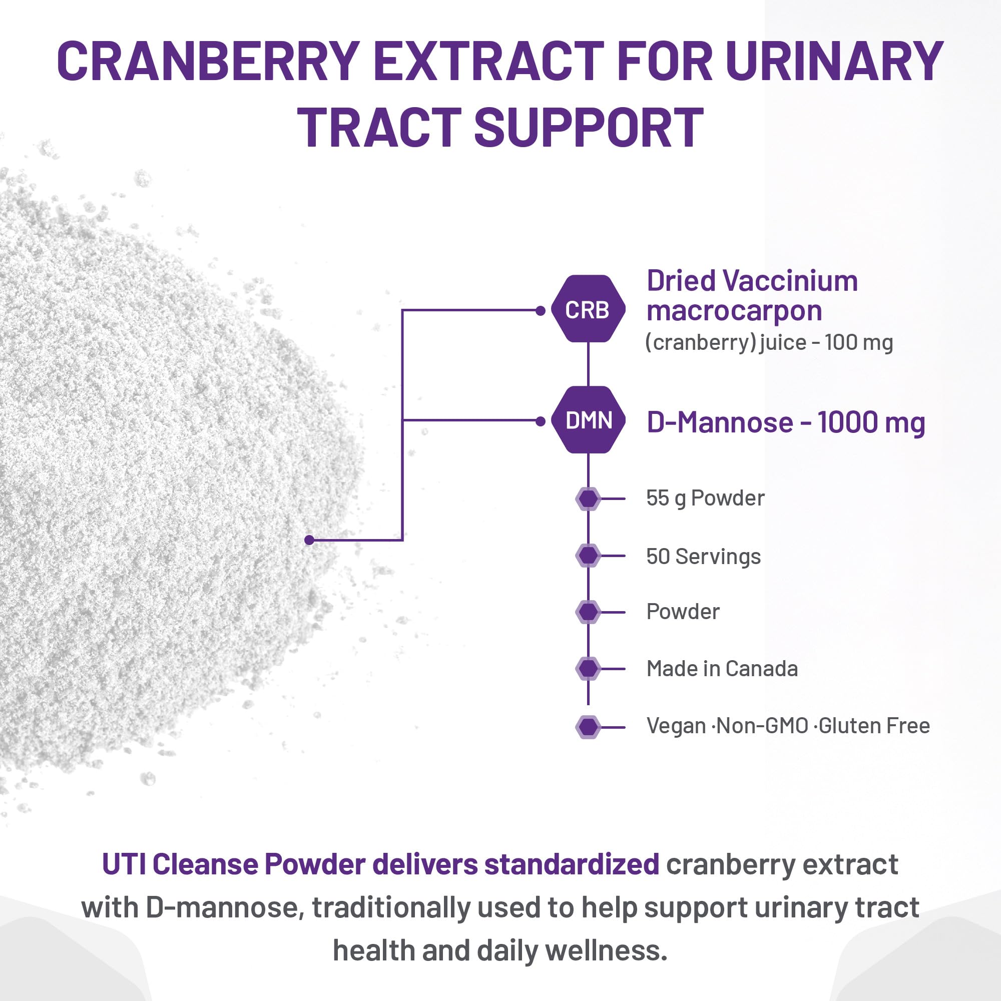 AOR - UTI Cleanse, 120 comprimés - Jus de canneberge avec supplément de D-Mannose - D-Mannose pour la santé des voies urinaires - Extrait de jus de canneberge séchée Vaccinium Macrocarpon