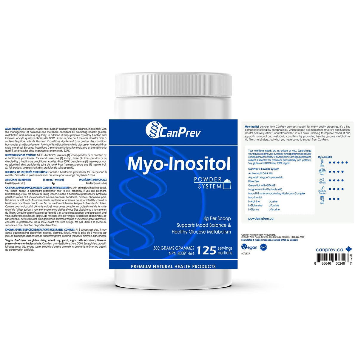 CanPrev Myo-Inositol Powder for Women, Ovulatory Support, 500g, Unflavoured