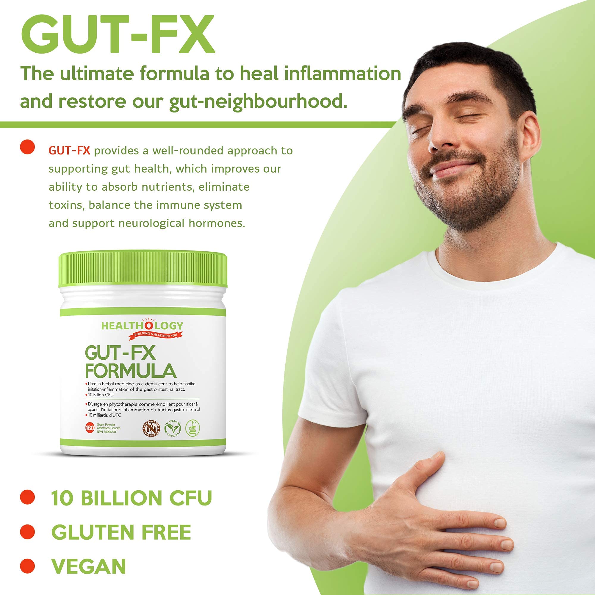 Healthology Gut-FX Formula – Gut Lining Repair & Digestive Support – Helps IBS, Leaky Gut & Bloating – 180 g Powder – Non-GMO, Gluten-Free