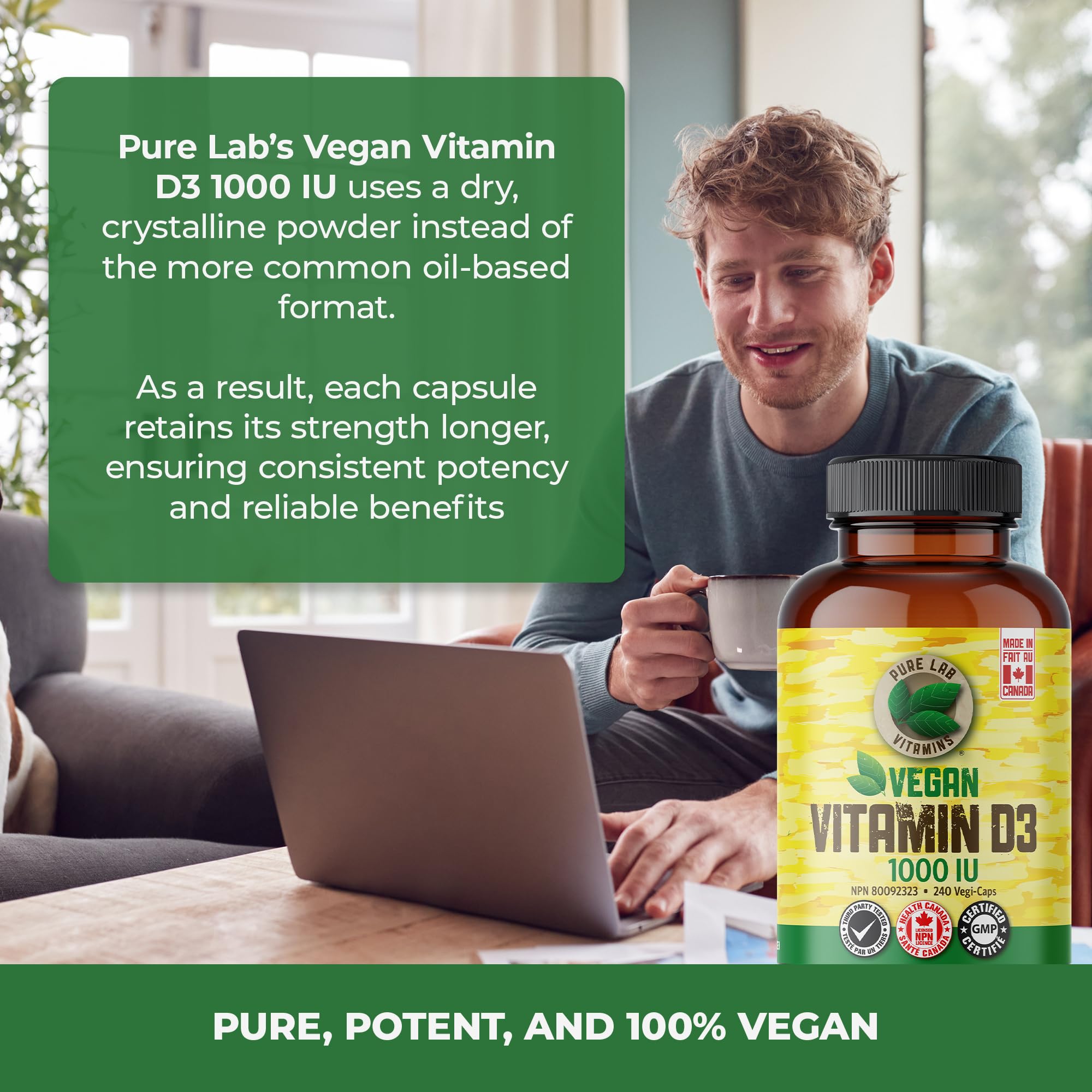 Pure Lab Vitamins Vitamine D3 1000 UI - 240 gélules végétales