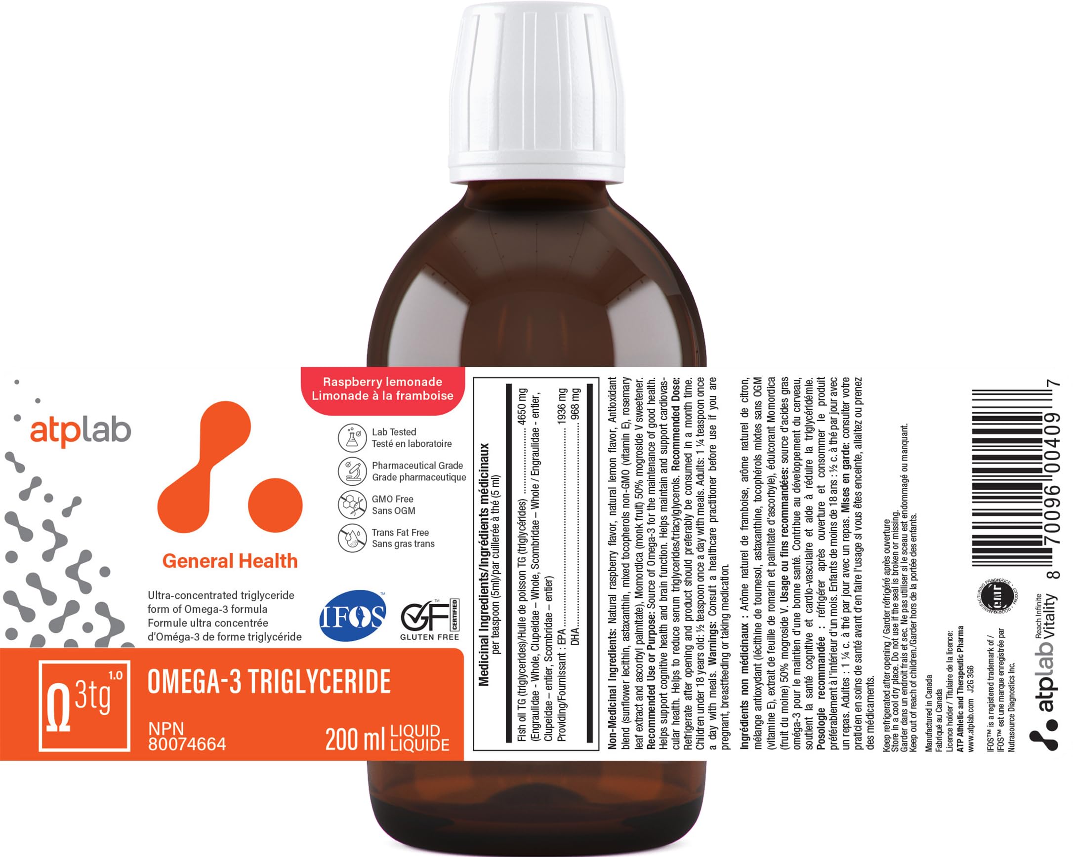 ATPLAB Omega 3 TG liquide, 200 ml