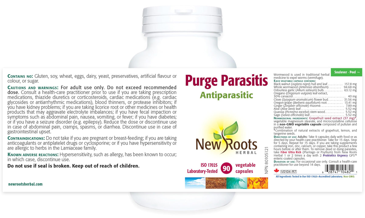 New Roots Herbal Purge Parasitis Capsules, Wormwood, Black Walnut, 90 Caps