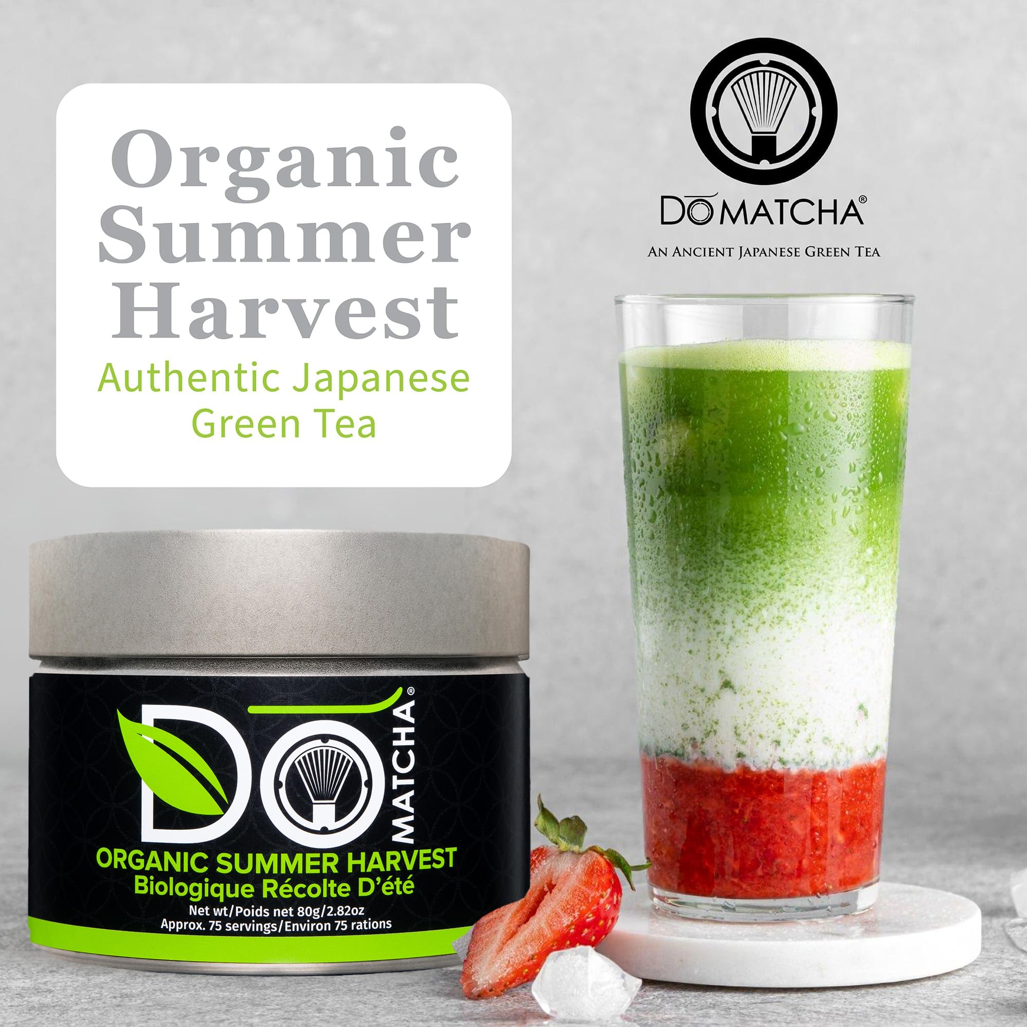 DoMatcha Récolte d'été - Poudre de thé vert matcha japonais pour smoothies, lattes, pâtisseries et créations culinaires - Riche en antioxydants, couleur verte éclatante, certifié casher