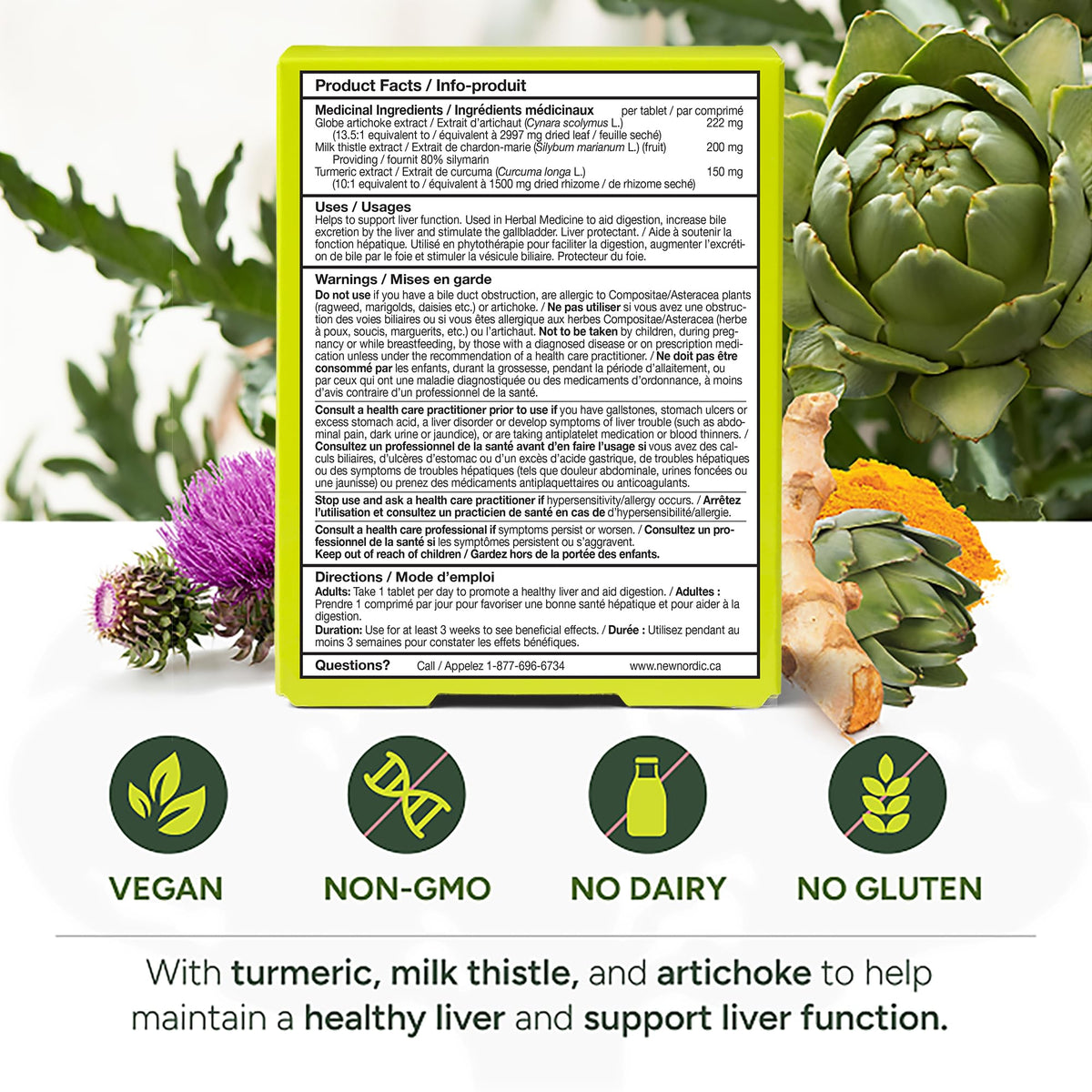New Nordic Active Liver Vegan Tablets, Plant-Based Liver Support with Milk Thistle, Artichoke & Turmeric for Enhanced Daily Vitality