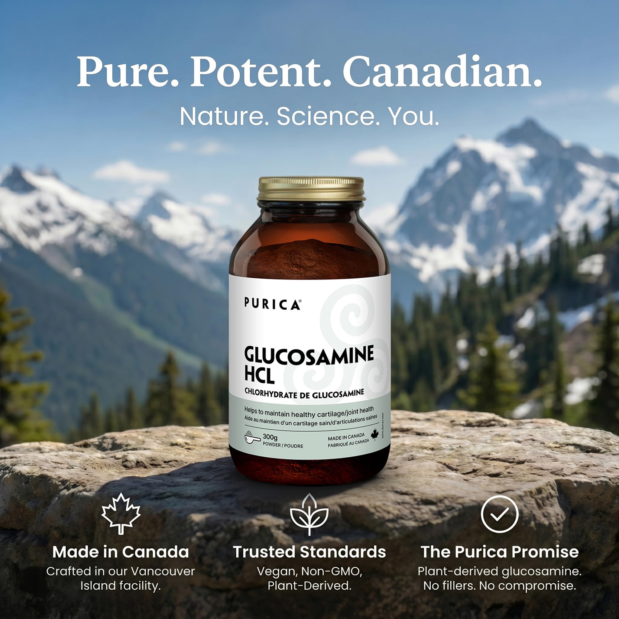 PURICA Vegan Glucosamine HCL Powder 300g, 200 Servings, Plant-Derived for Joint Support & Cartilage Care, Supports Daily Flexibility