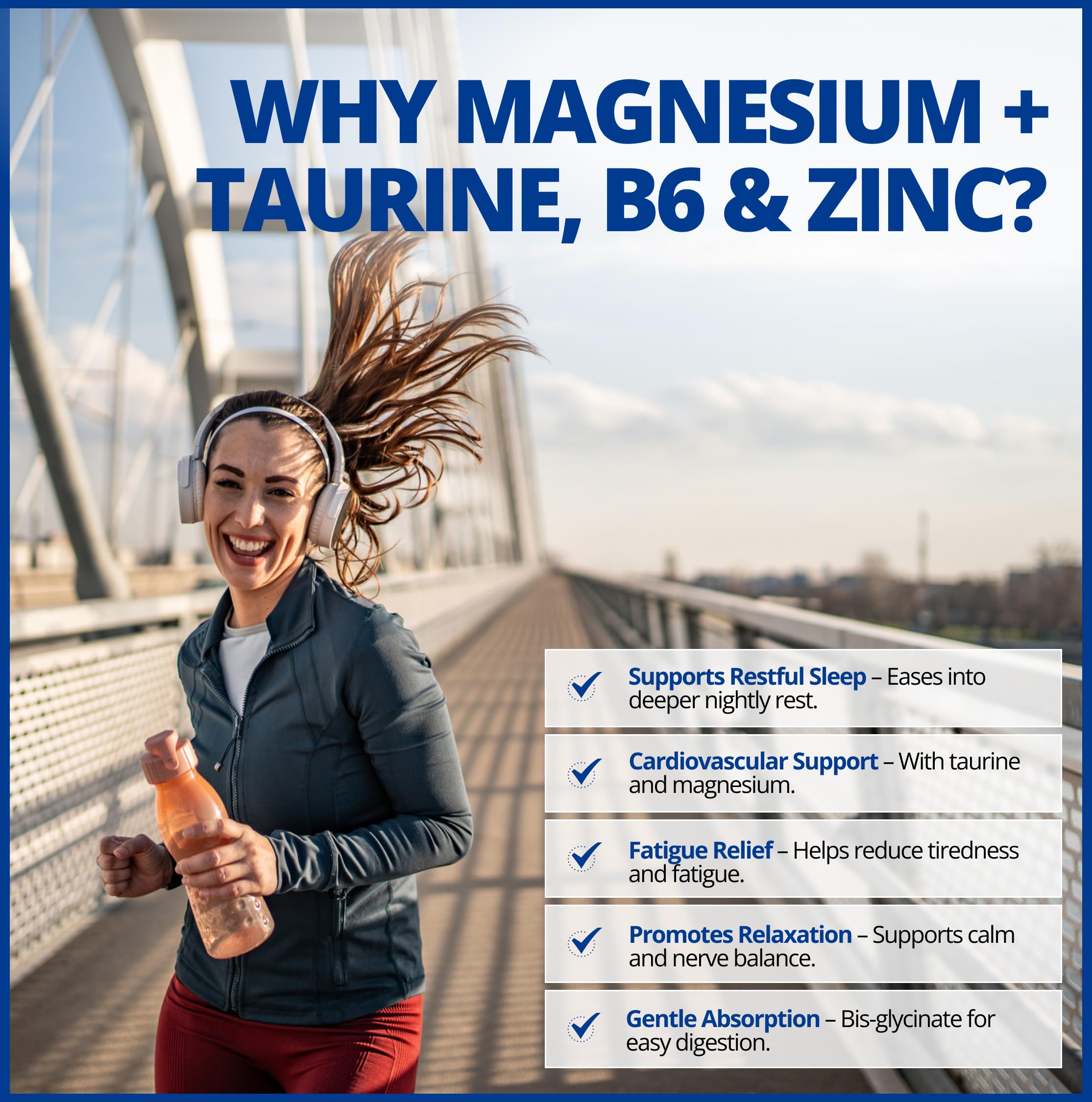 CanPrev Magnésium + Taurine, B6 et Zinc, 120 V-Caps, pour 30 jours – Formule de bisglycinate de magnésium pur, soutien de la fonction cardiaque et de la relaxation, supplément de taurine pour le calme et la vitalité – Convient aux végétaliens