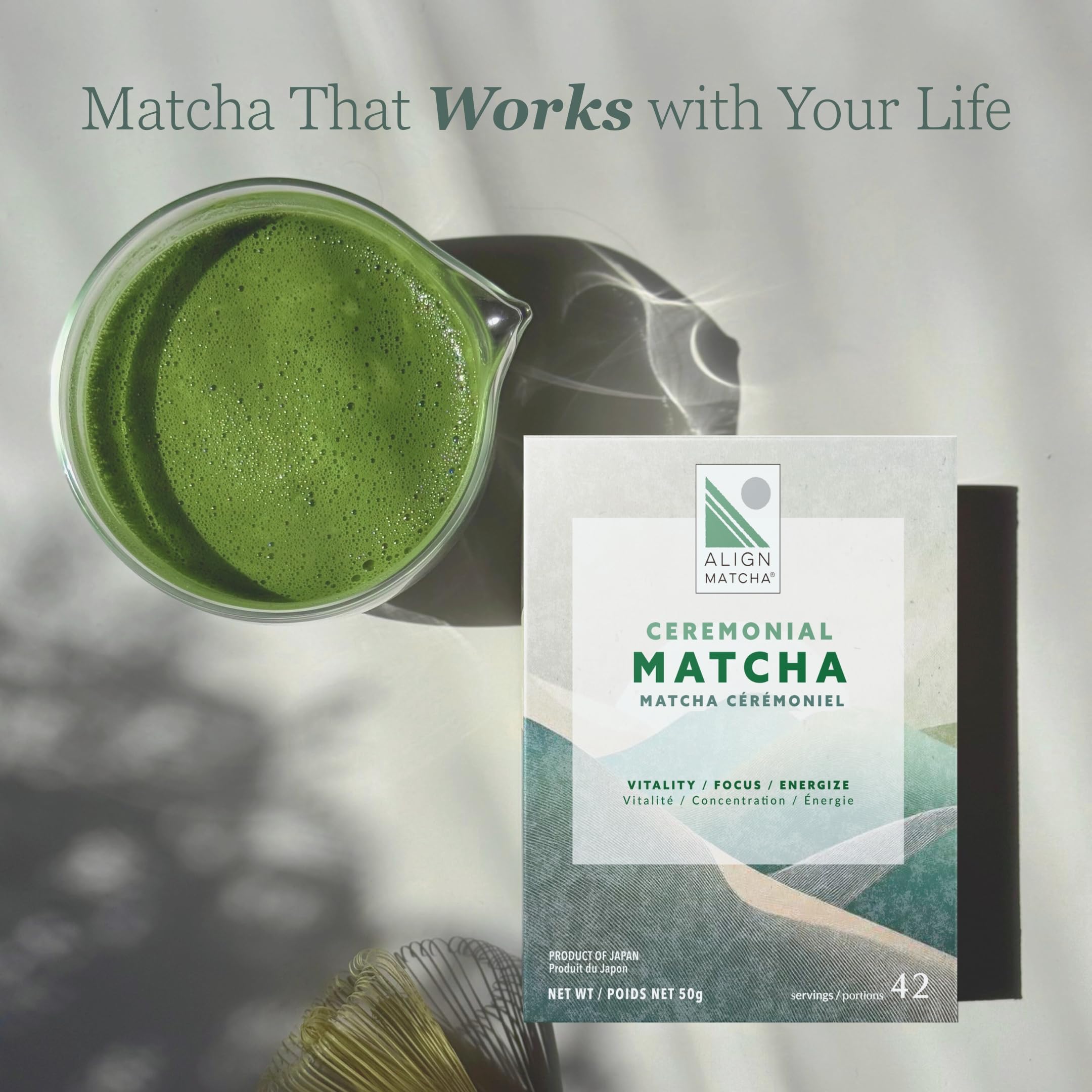 ALIGN MATCHA Ceremonial Matcha ‚Äî Calm ritual & refined cup - Ichibancha (First Tea) from Japan, 50 g (‚âà42 servings)