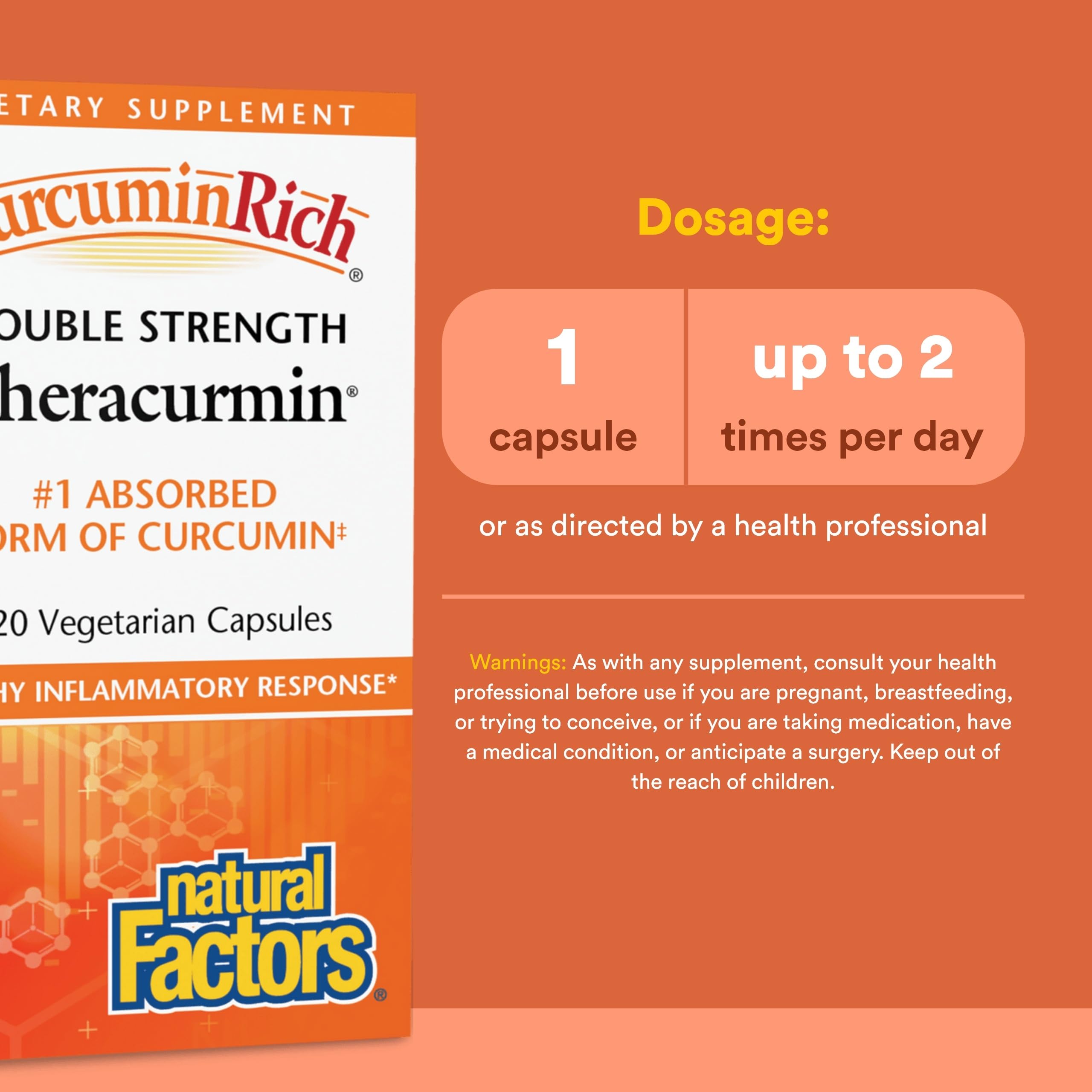 Natural Factors CurcuminRich Double Strength Theracurmin, 120 Capsules