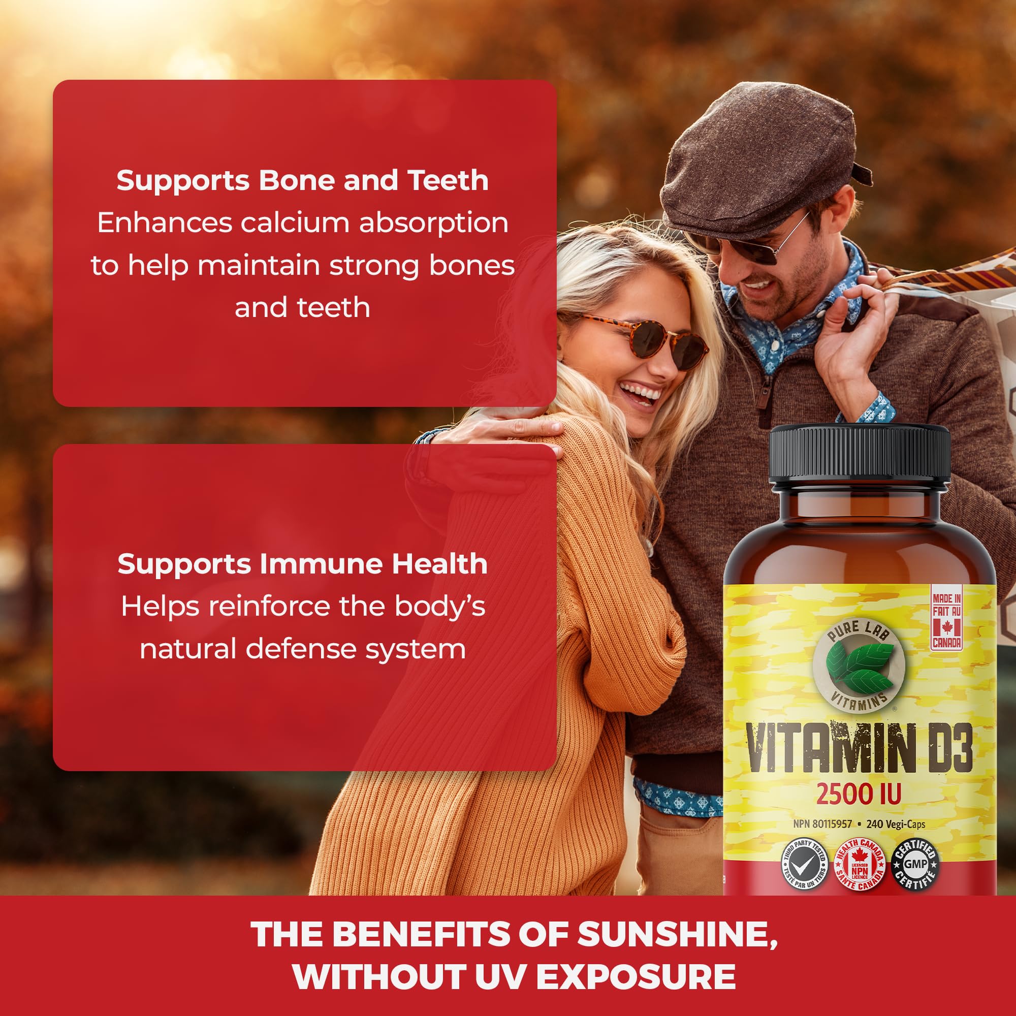 Pure Lab Vitamins Vitamine D3 2500 UI - 240 gélules végétales