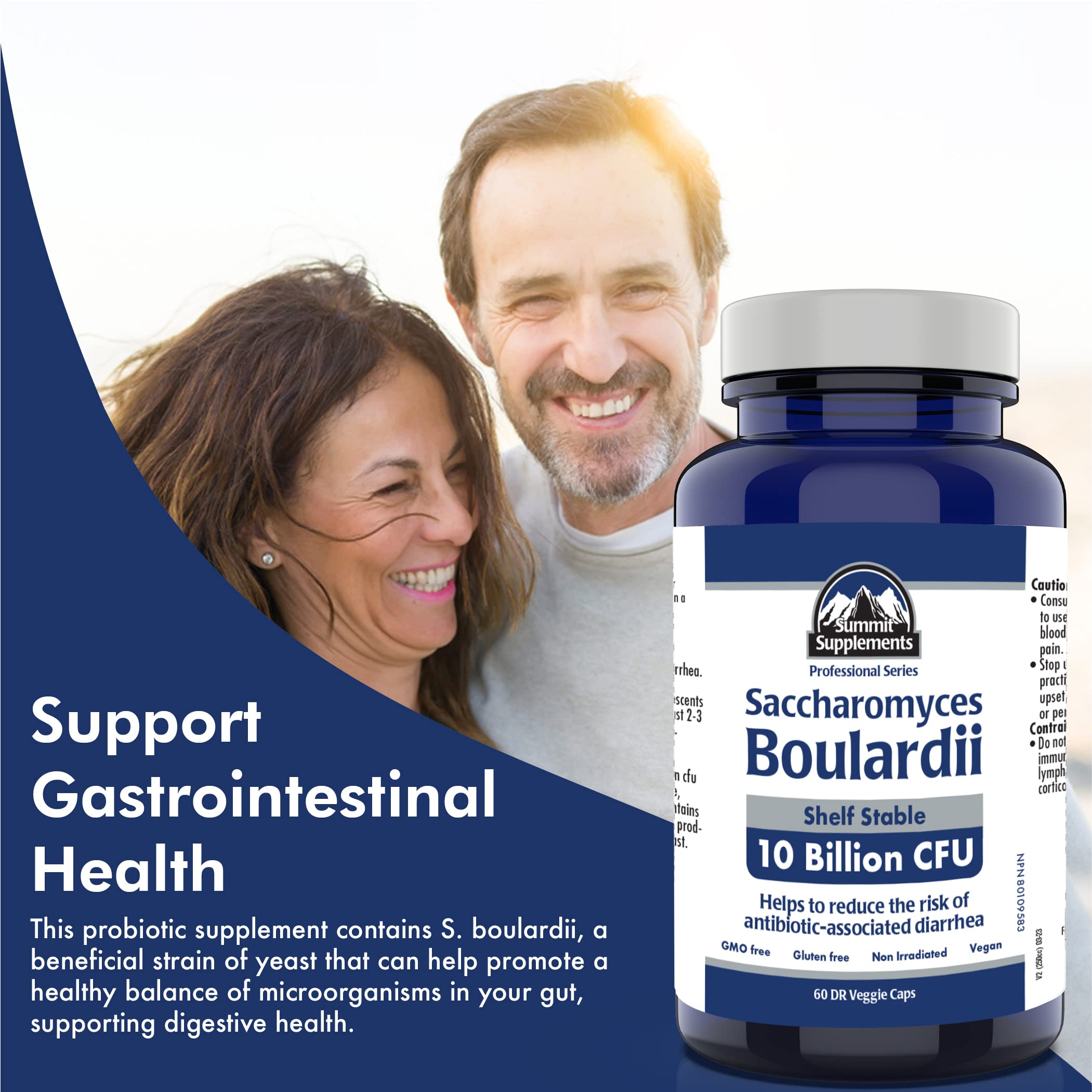 Saccharomyces Boulardii Probiotic Supplement, 60 DR Veggie Caps 60-Day Supply, 10 Billion CFU, Digestive Balance & Gut Flora Support, Vegan, Gluten-Free & Non-GMO, Proudly Canadian & Plastic Negative