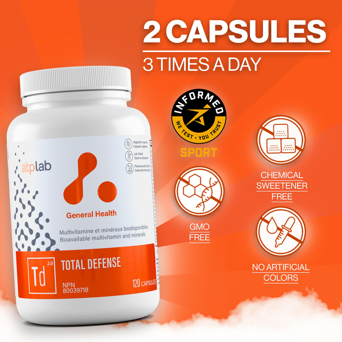 atplab Total Defense Adult Multi, Zinc, D3, B Complex, 120 Day Supply