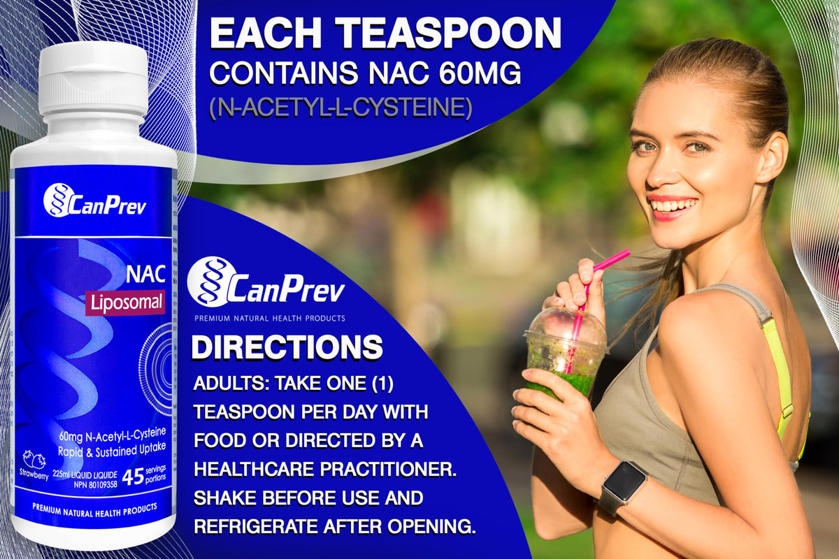 CanPrev Liposomal NAC Supplement, N Acetyl Cysteine, Strawberry, 225ml
