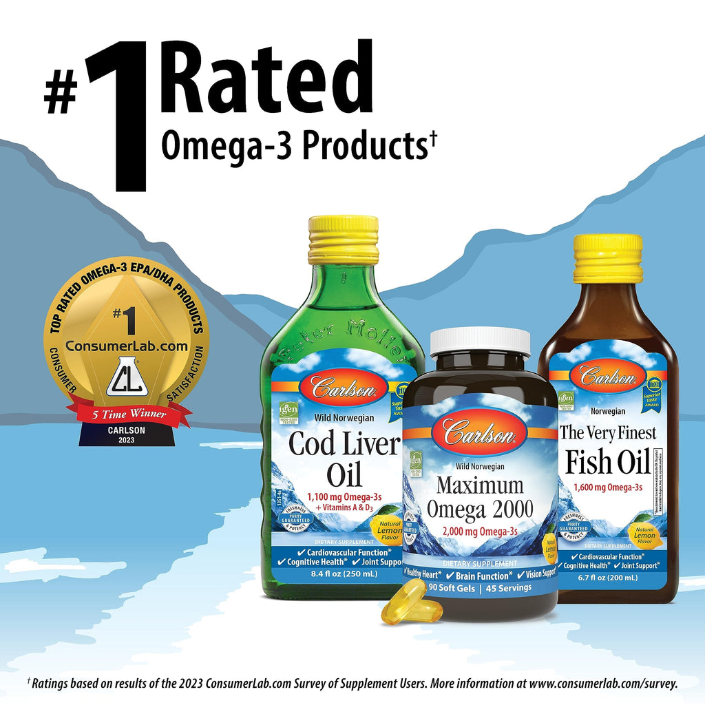 Carlson - Elite Arthritis | 3,200 mg Omega-3s with EPA & DHA | Supports Joint Health & Mobility | Lemon-Flavored Fish Oil | Wild-Caught | 120 Softgels