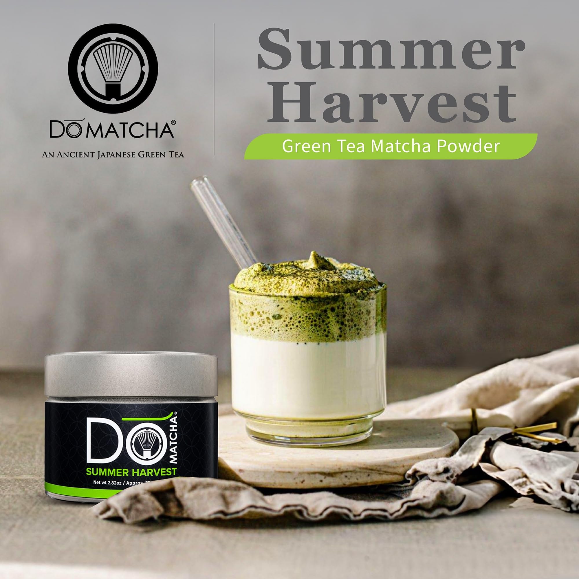 DoMatcha Récolte d'été - Poudre de thé vert matcha japonais pour smoothies, lattes, pâtisseries et créations culinaires - Riche en antioxydants, couleur verte éclatante, certifié casher