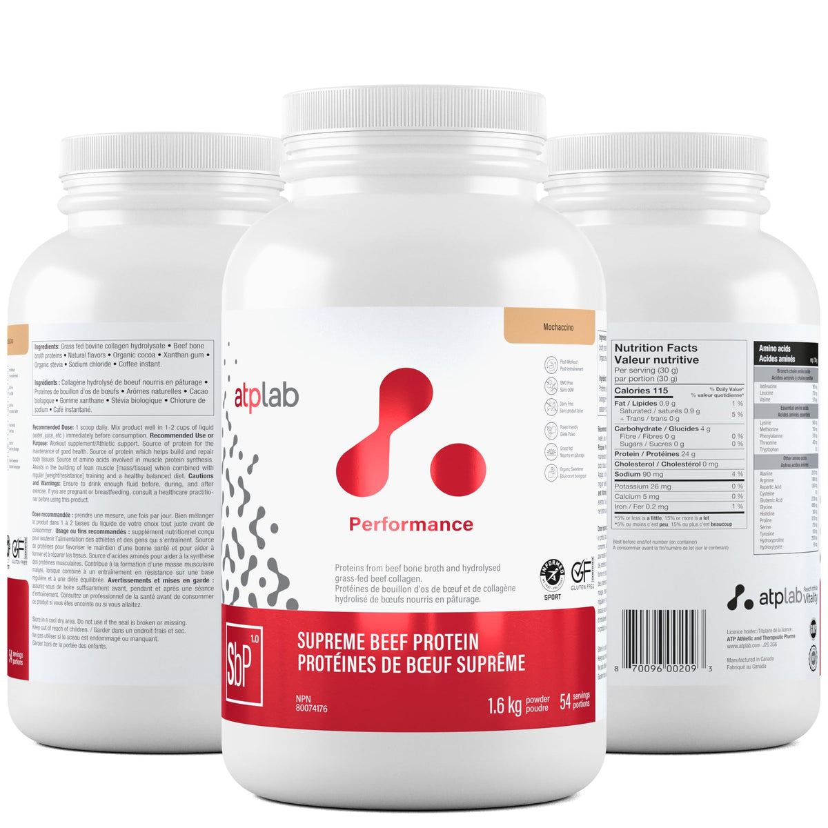 atplab Supreme Beef Protein Powder, Bone Broth, Mochaccino, 1.6 kg