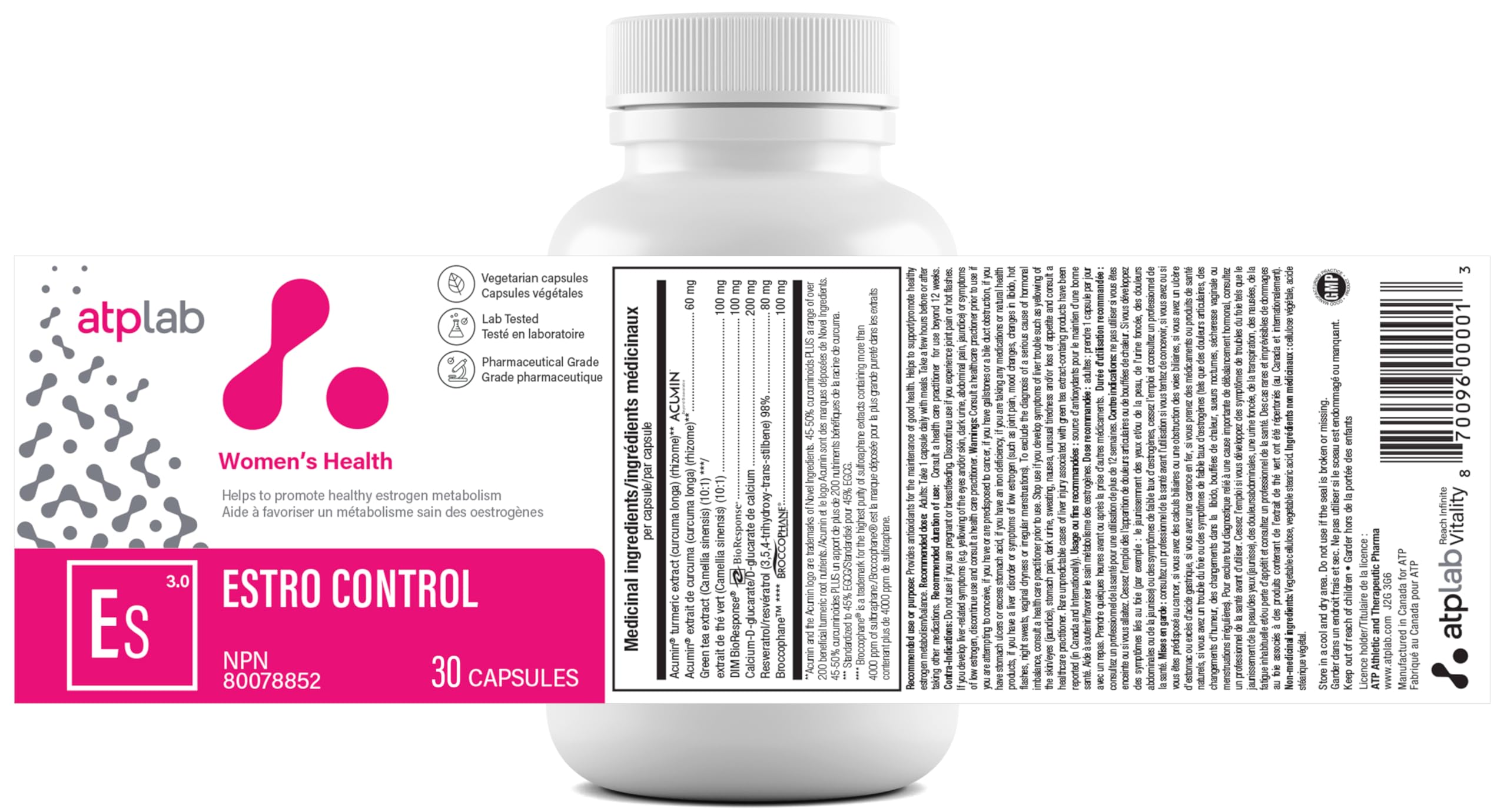 ATP LAB Estro Control 30 Veg Caps 30-Day Supply, Features DIM, Turmeric Extract & Resveratrol, Daily Supplement for Women, Supports Everyday Wellness, Balance & Comfortable Monthly Routine, Lab Tested