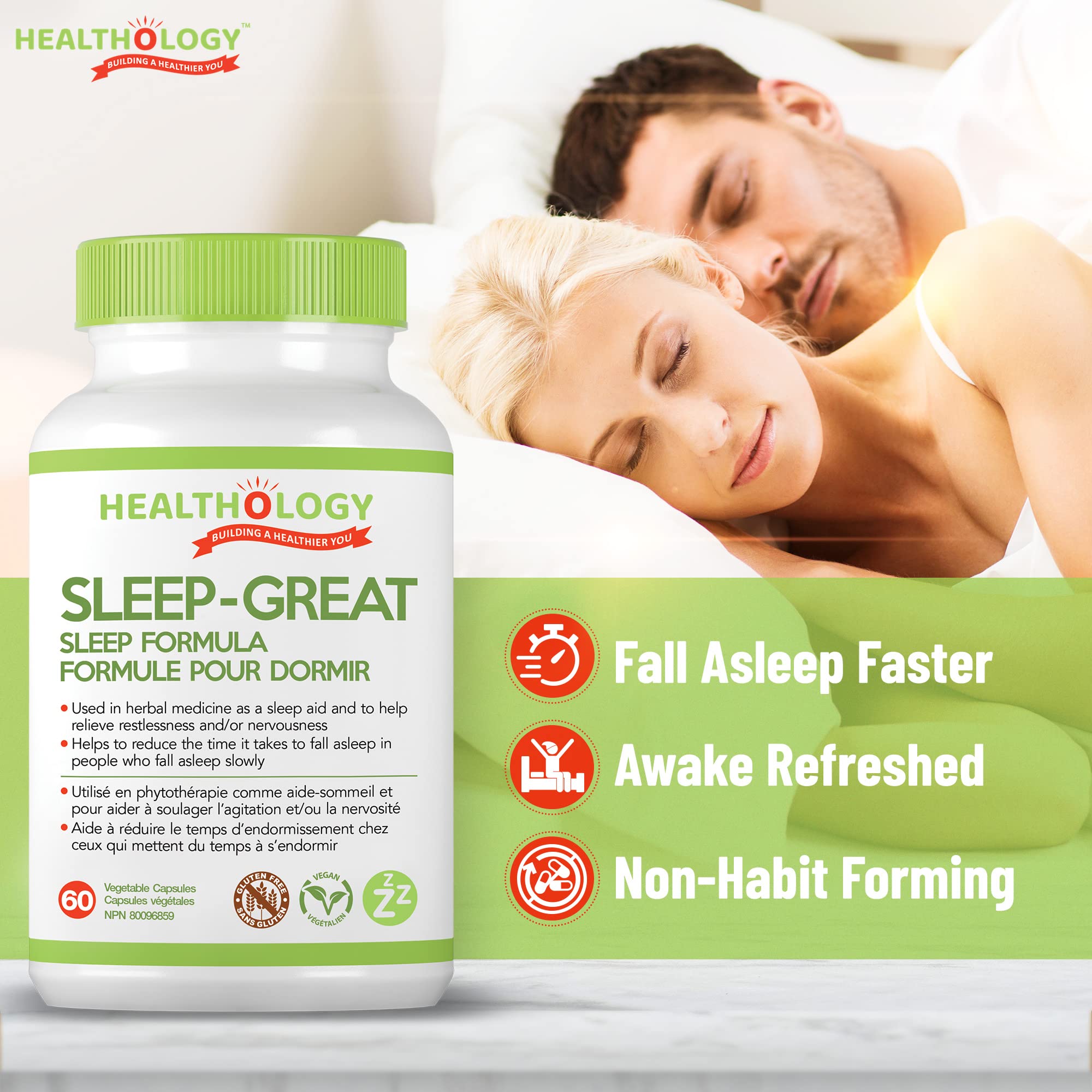 Healthology Sleep-Great, Natural Sleep Aid Supplement