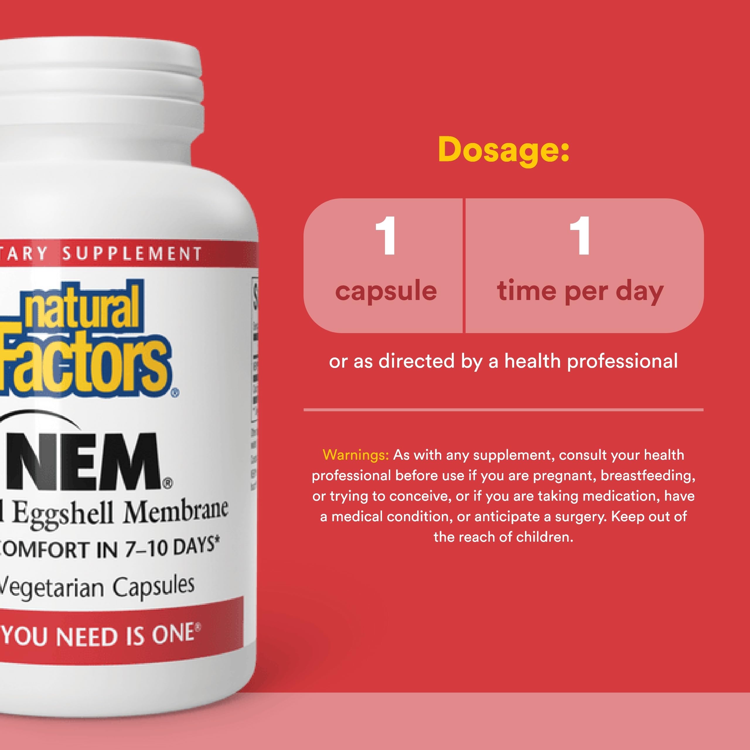 Natural Factors - NEM® Natural Eggshell Membrane 500mg, 30 Capsules