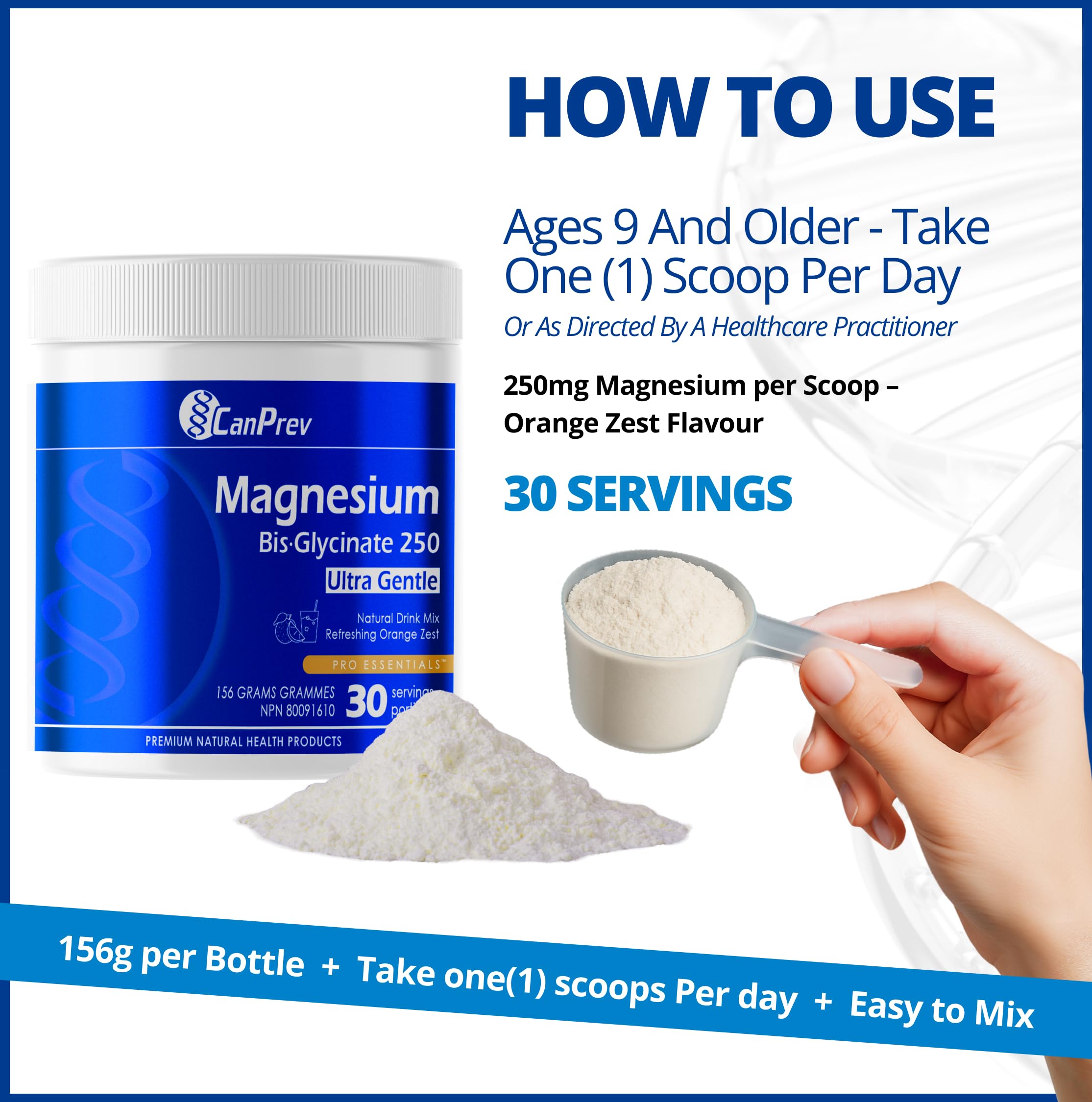 CanPrev - Magnésium Bisglycinate en poudre - Favorise la relaxation et le métabolisme énergétique