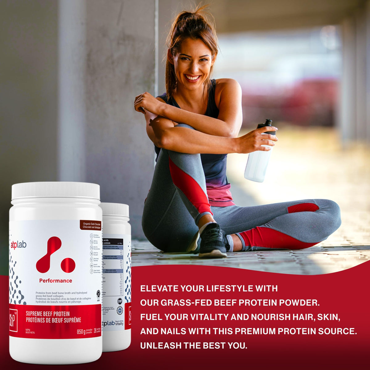 atplab Supreme Beef Protein Powder, Chocolate, Sugar-Free, Grass-Fed, 850g