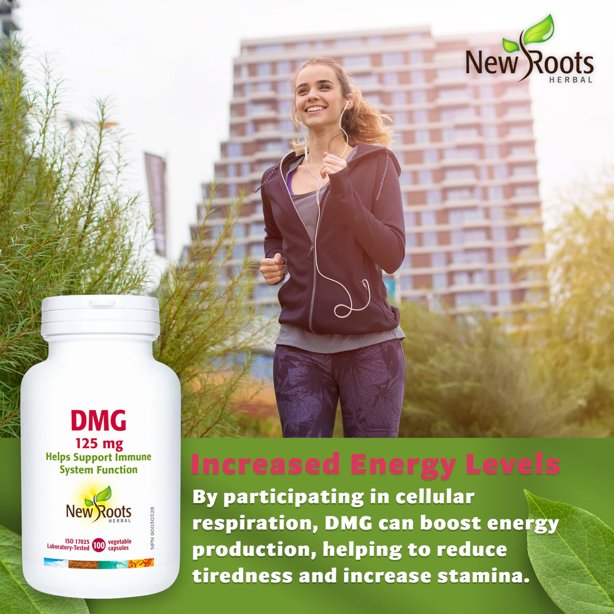 New Roots Herbal DMG, Glycine, Immune Support, 125 mg, 100 Capsules