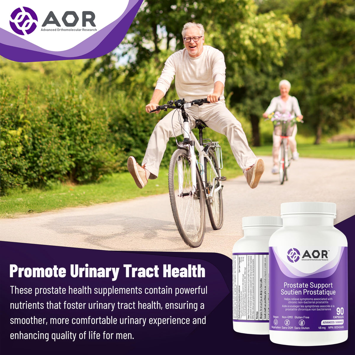 AOR Prostate Support Supplement for Men, 90 Vegan Capsules, 30-Day Supply