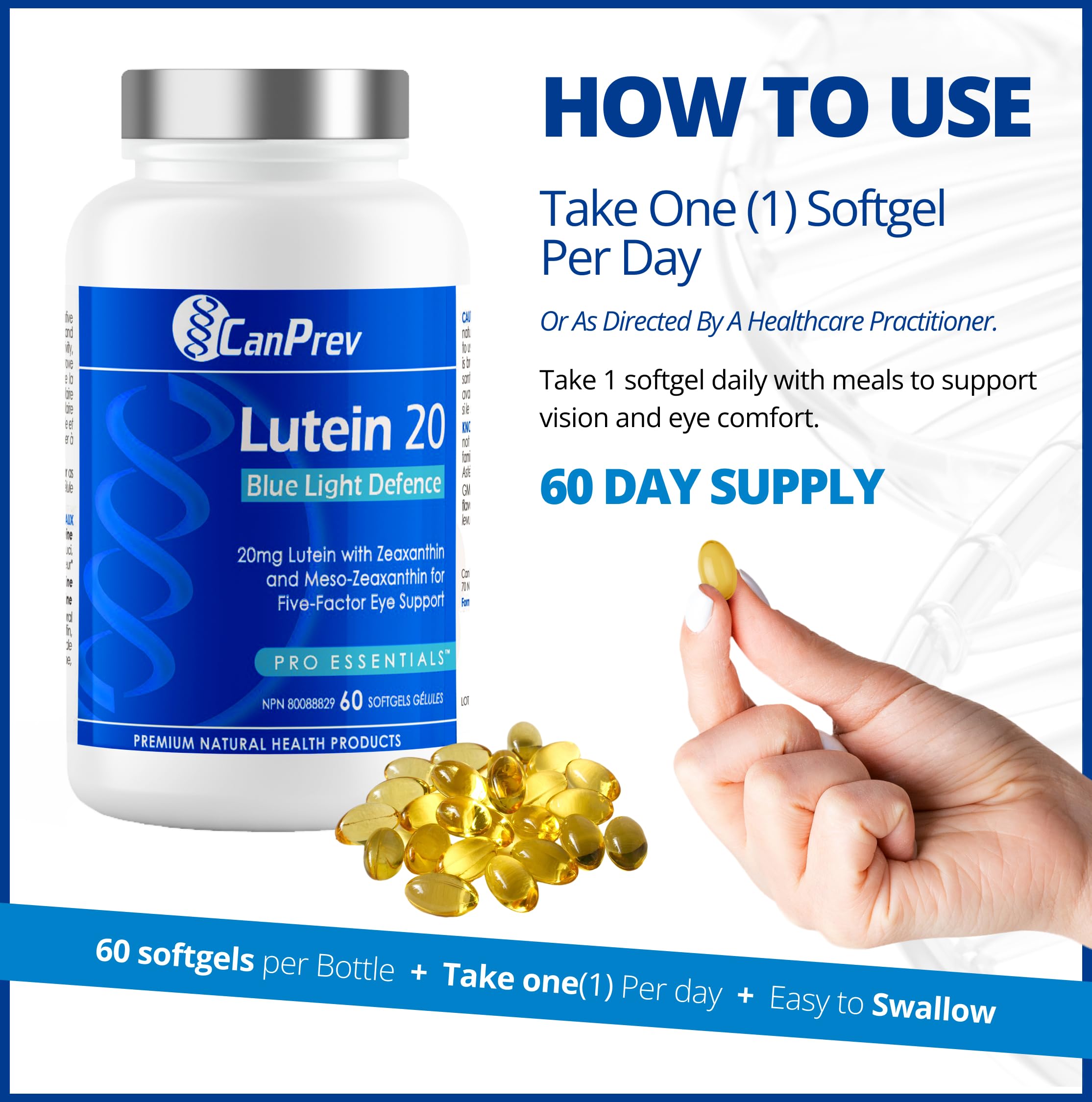 CanPrev Lutein 20 - Blue Light Defence 60 Softgels 60 count
