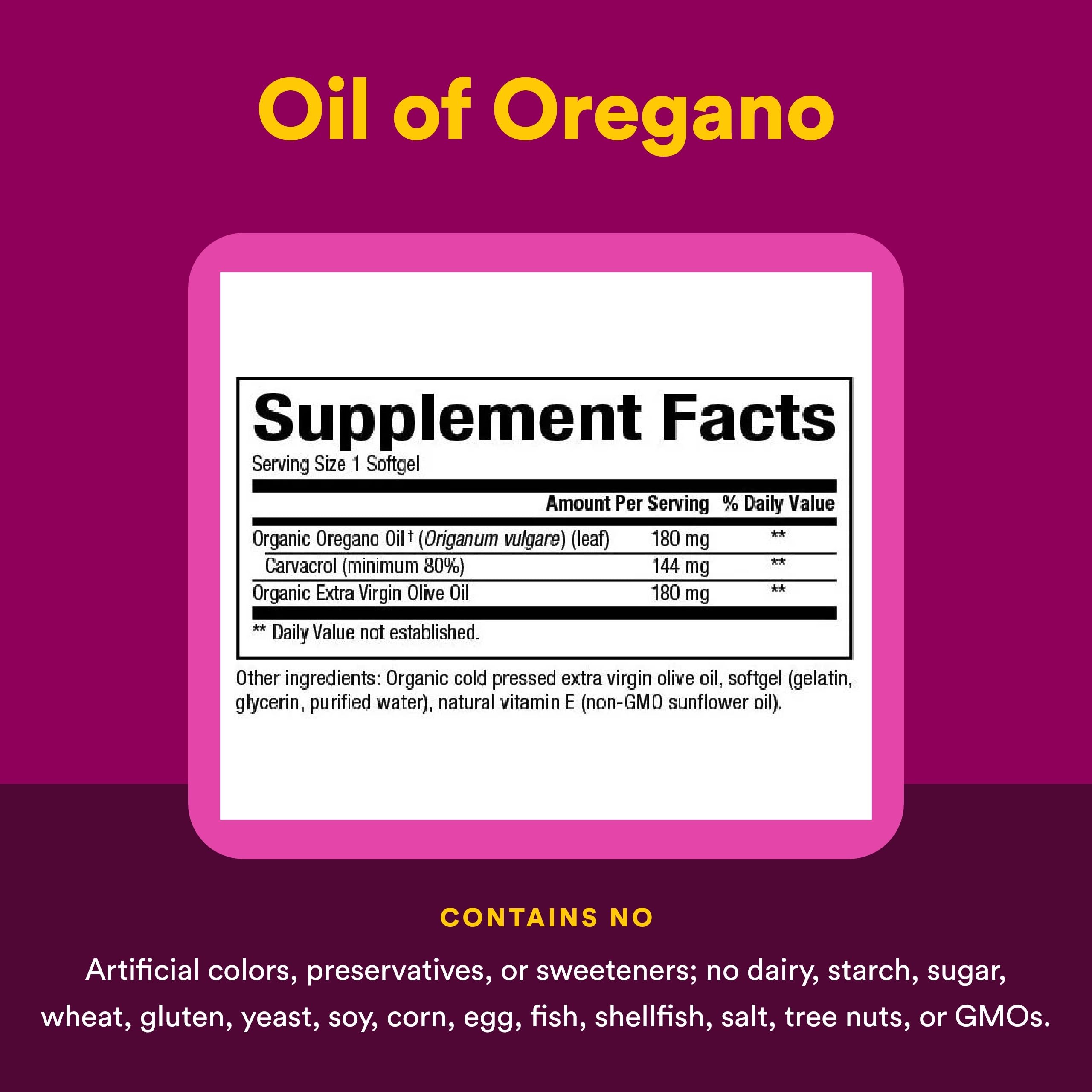 Natural Factors - Oil of Oregano 180mg, 60 Softgels