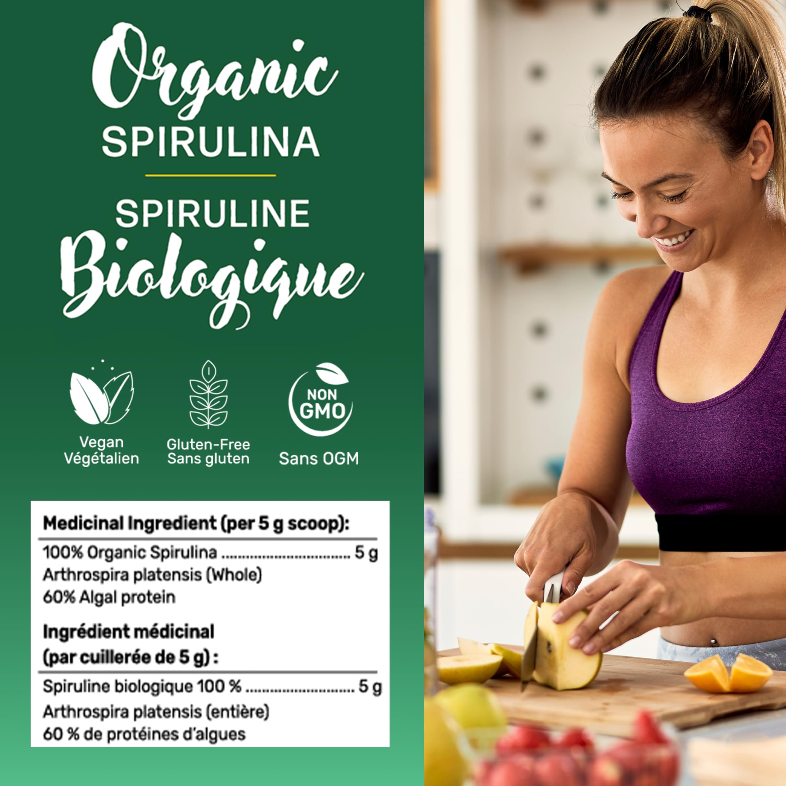 Poudre de Spiruline Bio Gandalf 150g (30 portions) - Superaliment Pur d'Algues Bleu-Vert - Végétalien, Riche en Fer, Antioxydants et Nutriments Essentiels, Parfait pour les Smoothies et les Recettes
