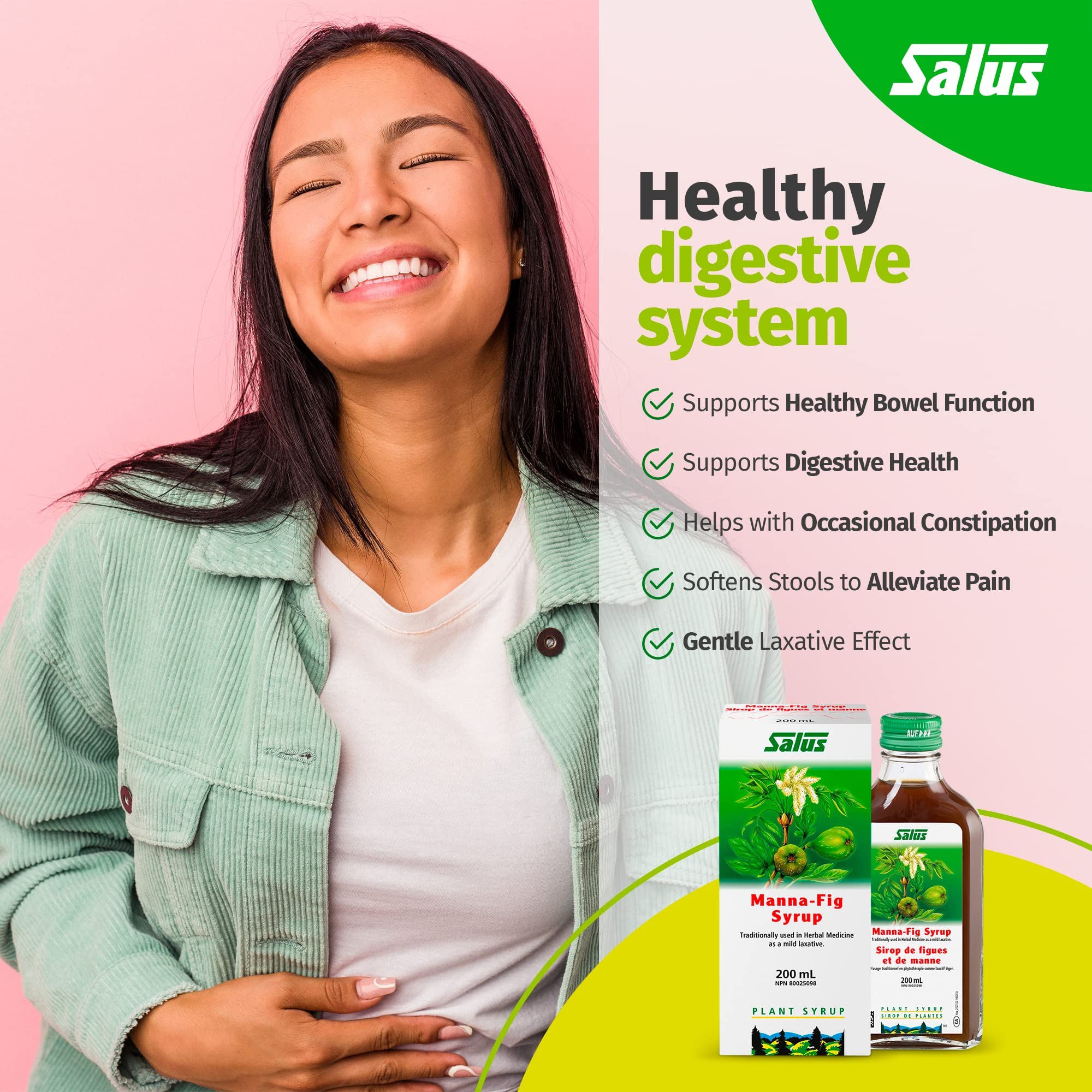Sirop Manna-Fig Salus | Laxatif à base de plantes pour le soulagement occasionnel de la constipation | Ramollit les selles et favorise la désintoxication naturelle et le nettoyage du côlon | Végétalien