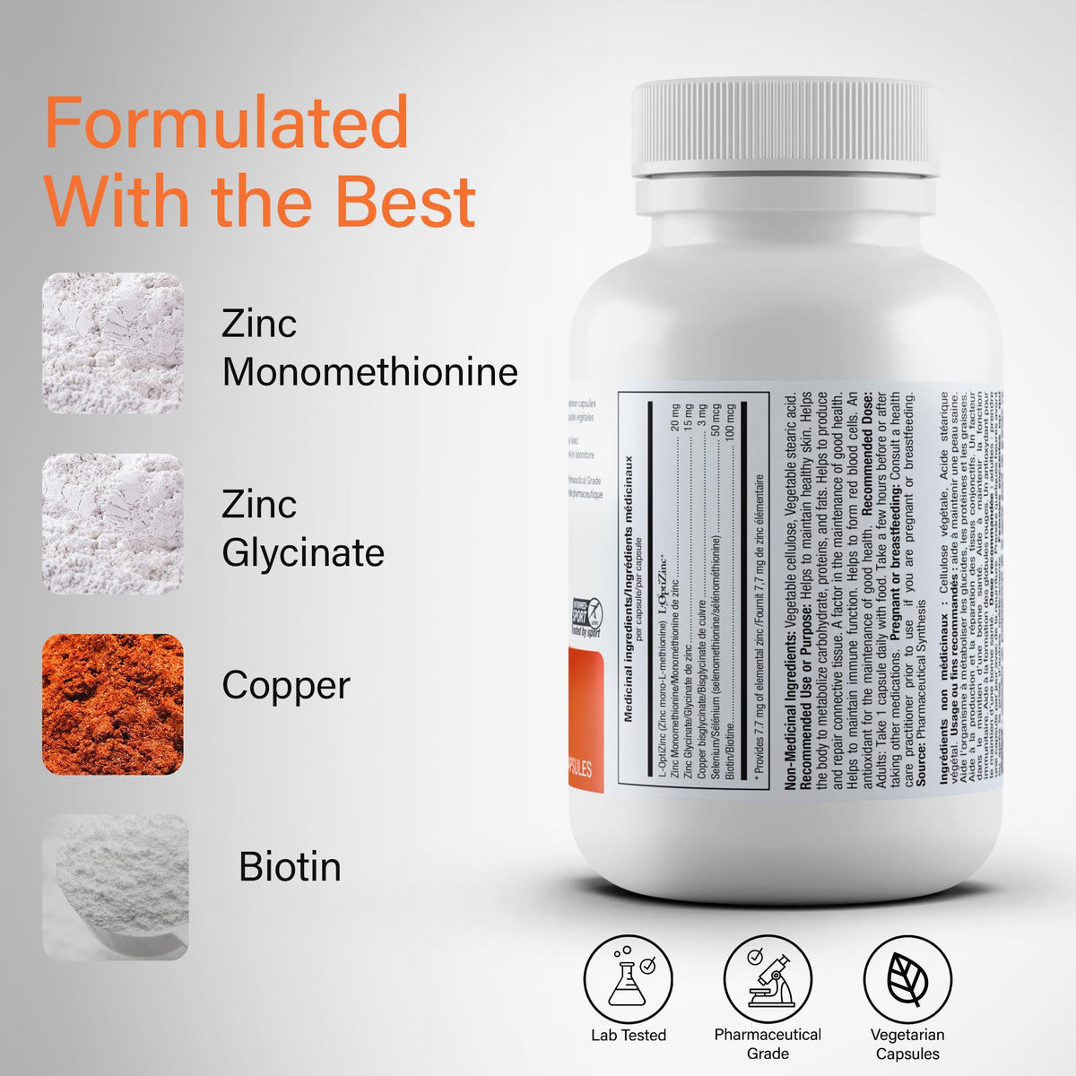 atplab Synerzinc Zinc Supplement, 35 mg Zinc, 90 Capsules, 90 Day Supply