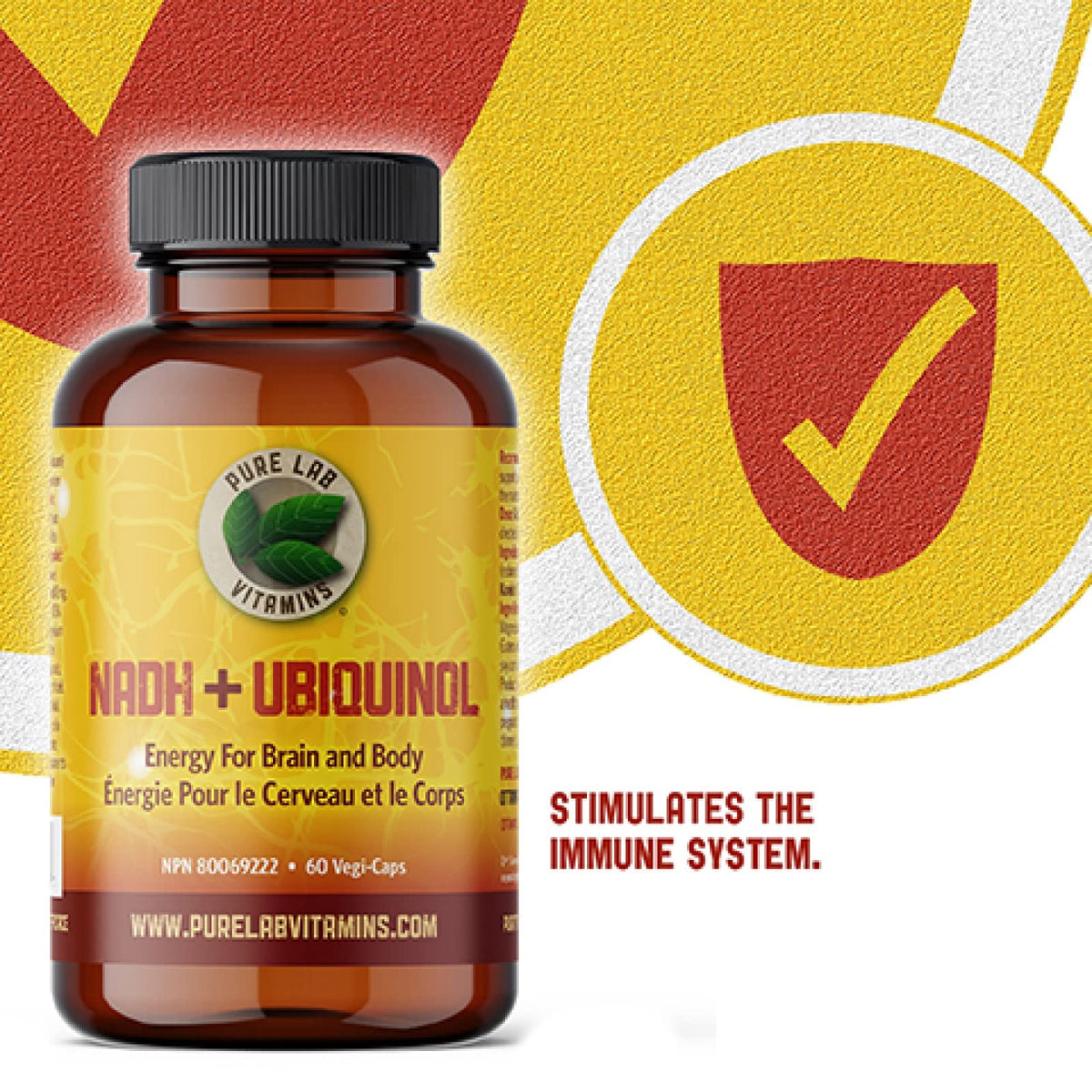 Pure Lab Vitamins | NADH Nicotinamide Adenine Dinucleotide + Coq10 Ubiquinol | 60 Capsules | Vitamin B3 Supplement | B3 Vitamin Nicotinamide Supplement | Brain Energy, Mental Clarity Supplemet