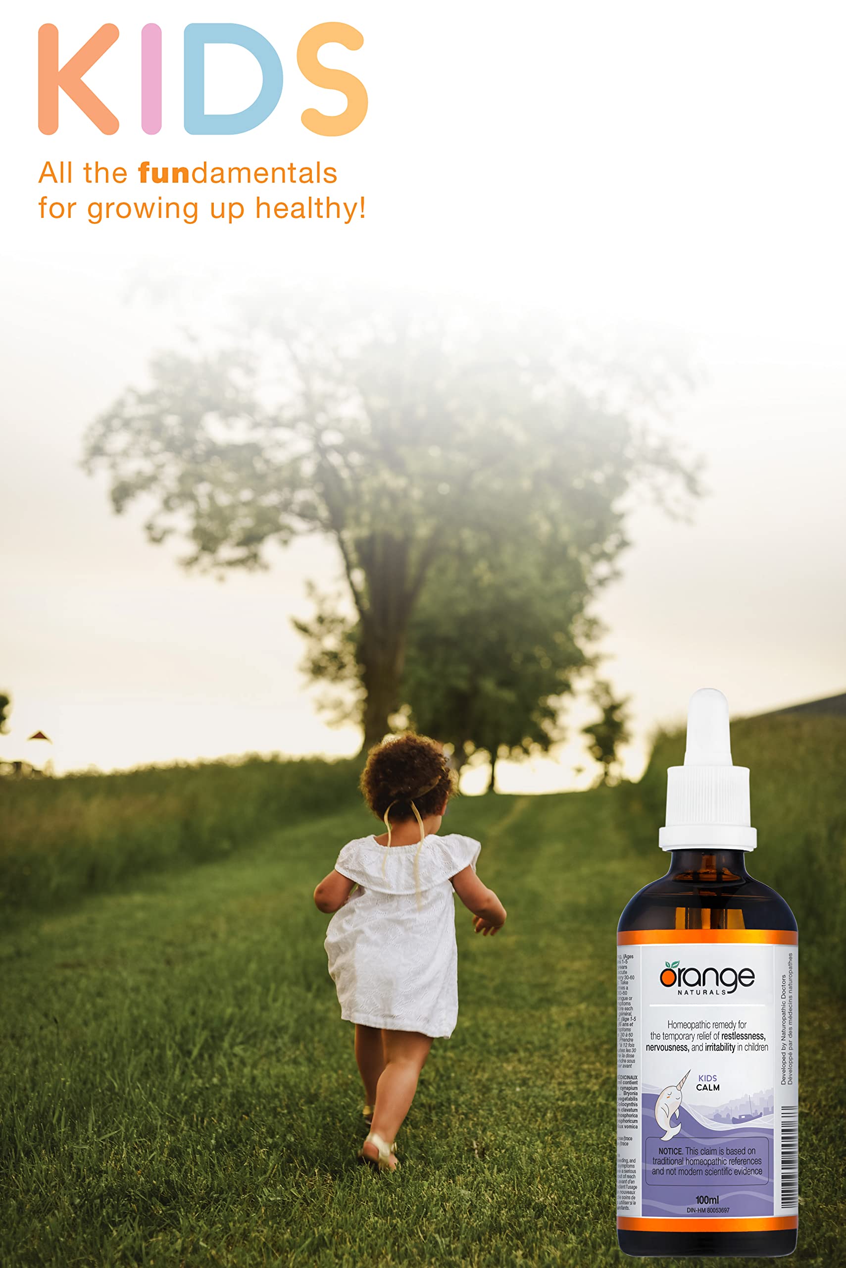ORANGE NATURALS Calm for Kids 100ml - Doux Remède Homéopathique pour l'Agitation et les Légers Troubles du Sommeil chez l'Enfant - Formule Non Sédative, Apaise l'Irritabilité et Favorise un Comportement Calme
