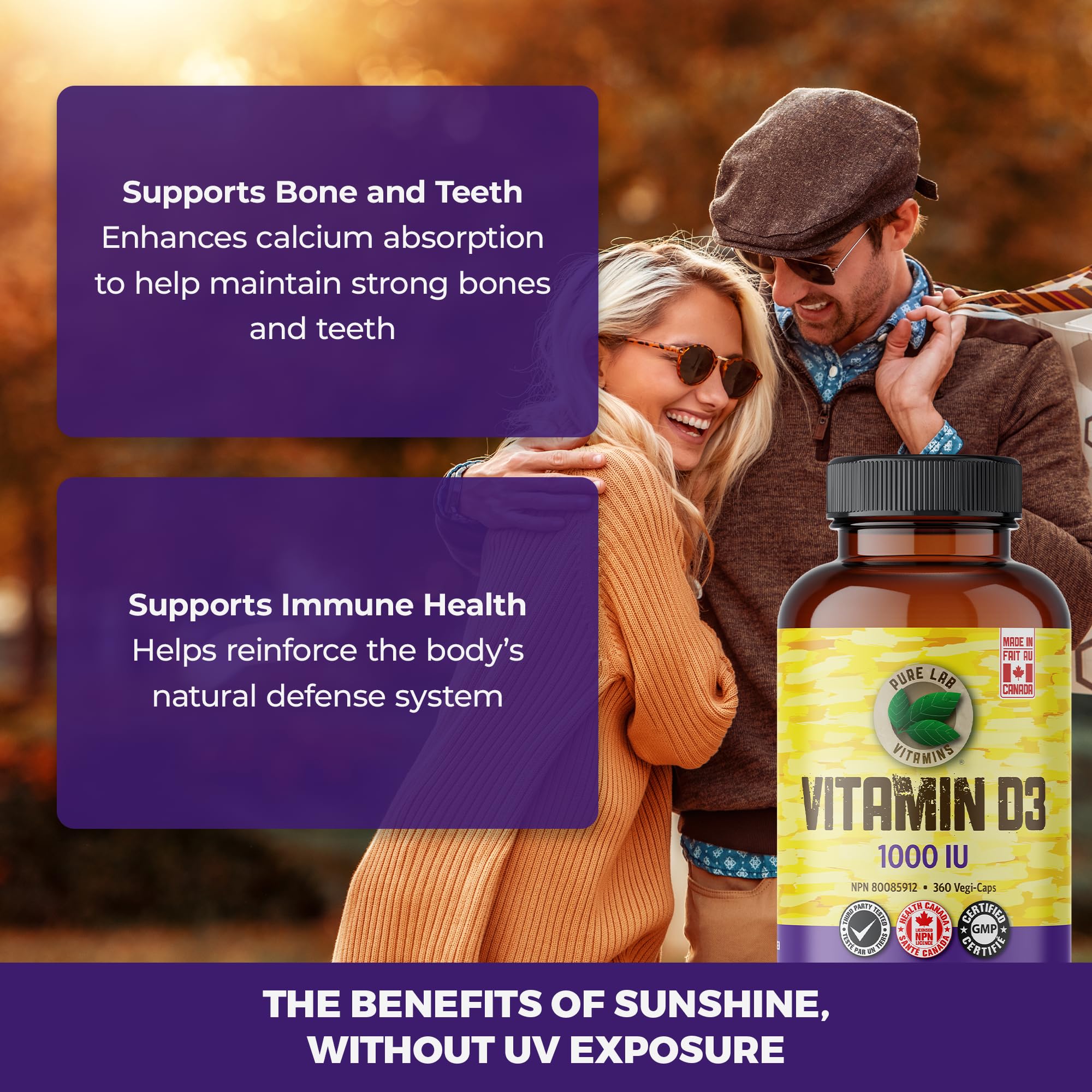Pure Lab Vitamins Vitamine D3 1000 UI - 360 Gélules Végétales
