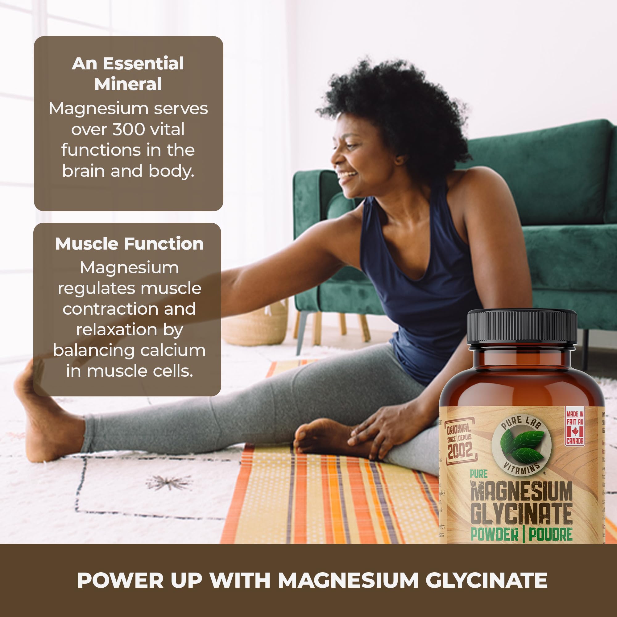 Pure Lab Vitamins Magnésium Glycinate Poudre 200g Pot | 165 mg par mesurette
