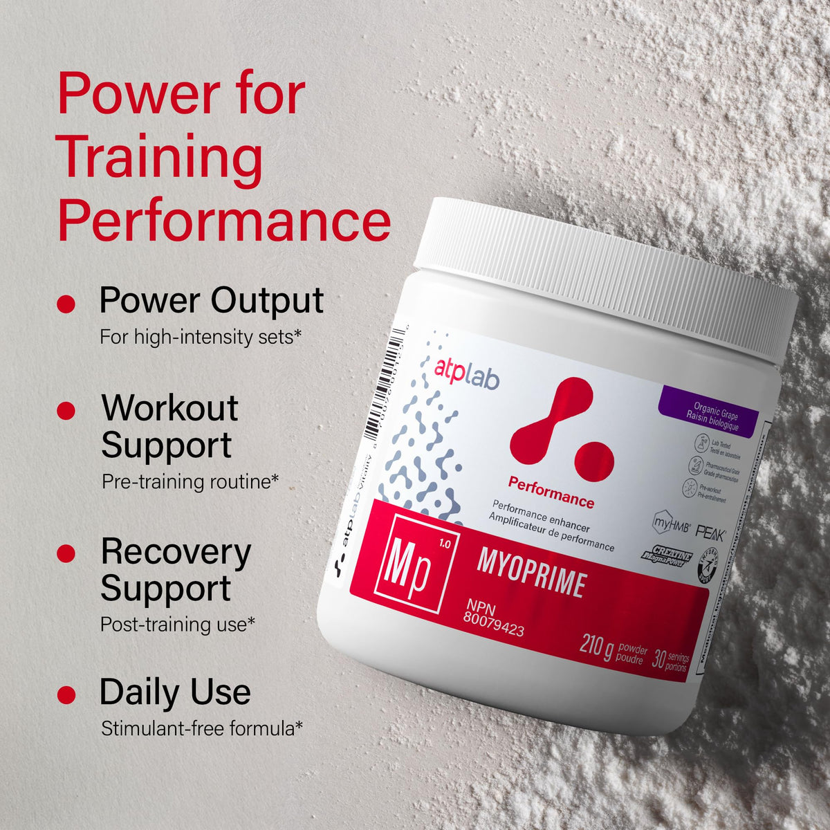 atplab Myoprime Creatine Monohydrate Powder, Creatine, Organic Grape, 210 g