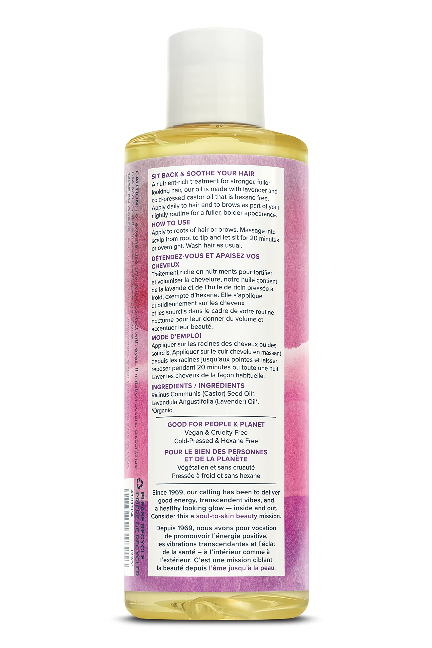 Heritage Store Palma Christi Huile de Ricin | Lavande | 8oz