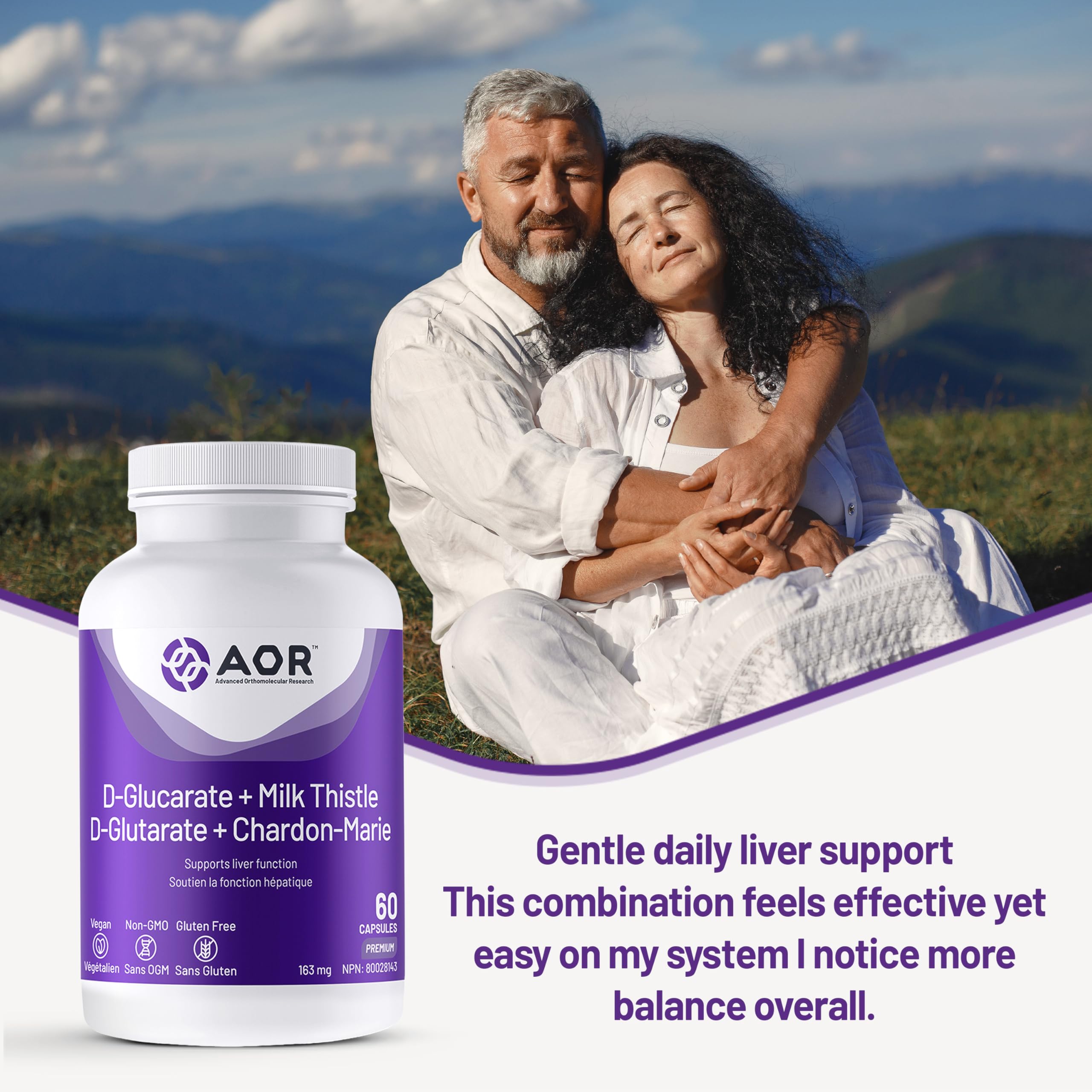 AOR Calcium D-Glucarate + Chardon Marie, 60 gélules pour 30 jours – Formule Santé du Foie – Végétalien, Sans OGM et Sans Gluten – Extrait de Chardon Marie pour l'Équilibre Hormonal – Idéal pour les Programmes de Détoxification